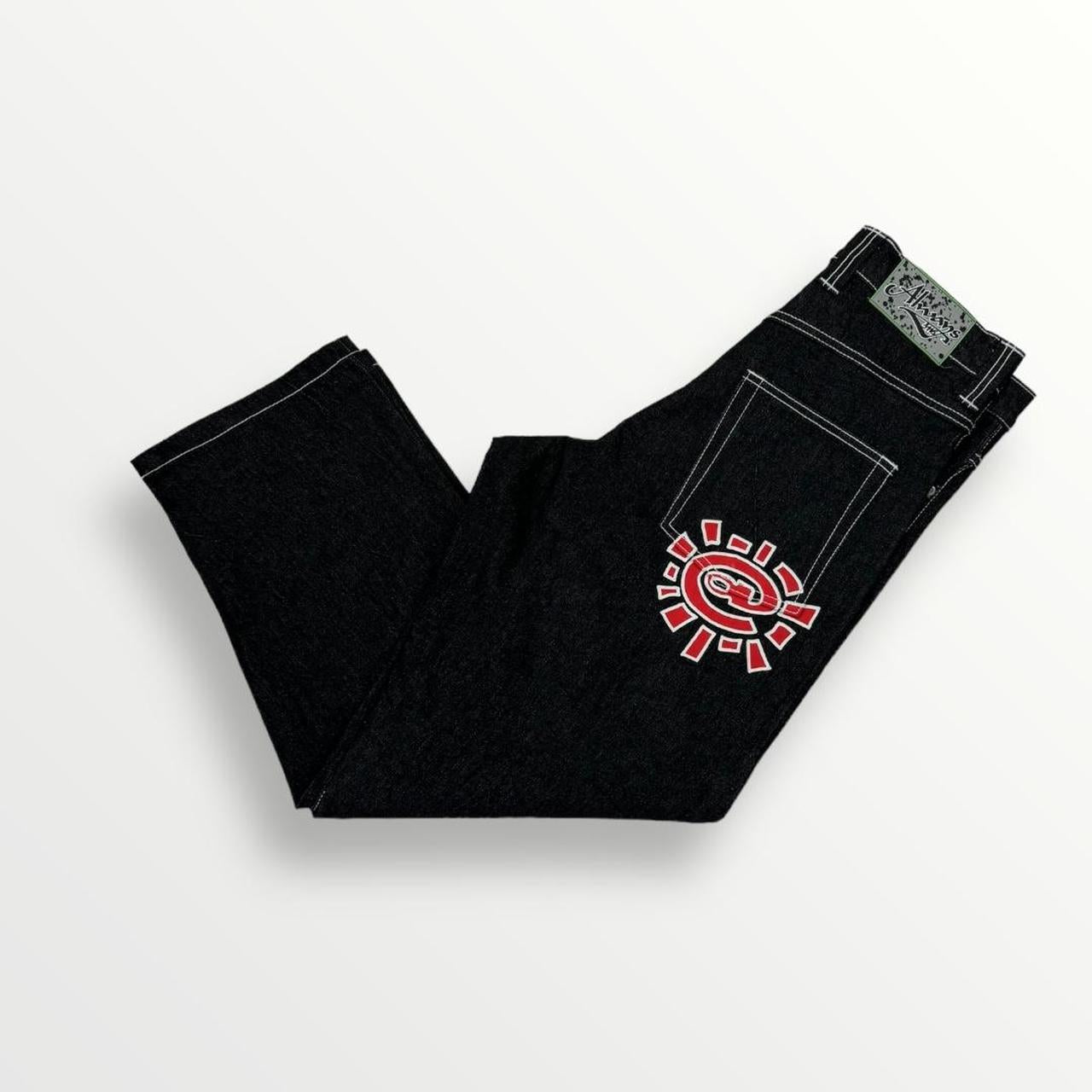ADWYSD Relaxed Jeans In Indigo Black W/ Red