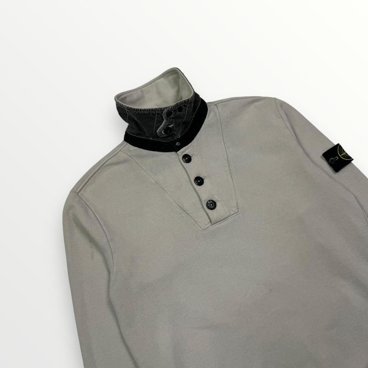 Vintage Stone Island Soft Cotton Button Down Sweatshirt In Stone & Overdyed Black