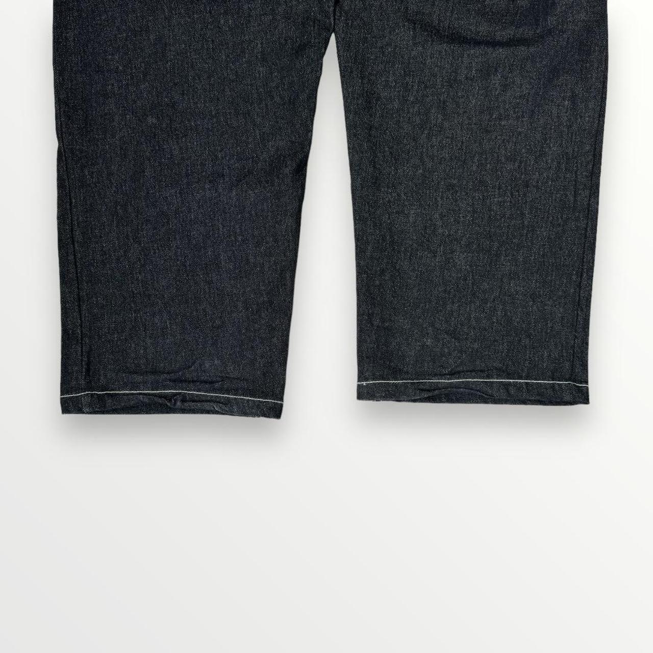 ADWYSD Relaxed Jeans In Indigo Black W/ Green Print