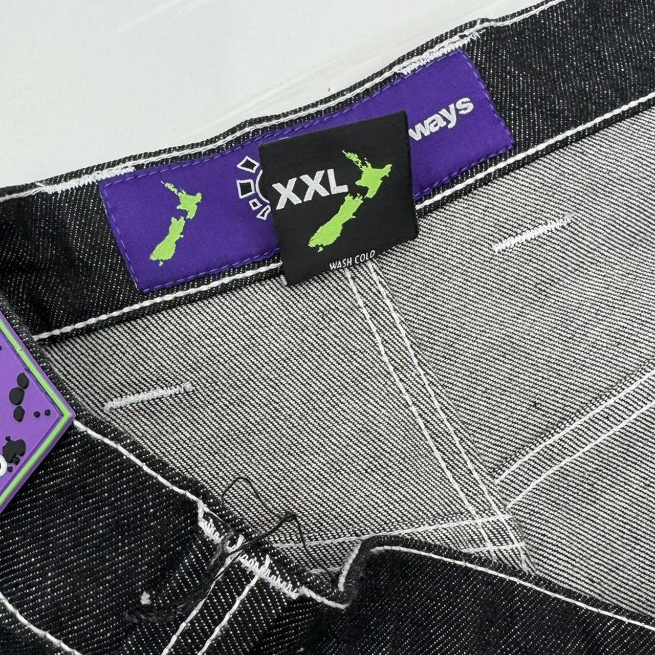 ADWYSD Relaxed Jeans In Indigo Black W/ Green Print