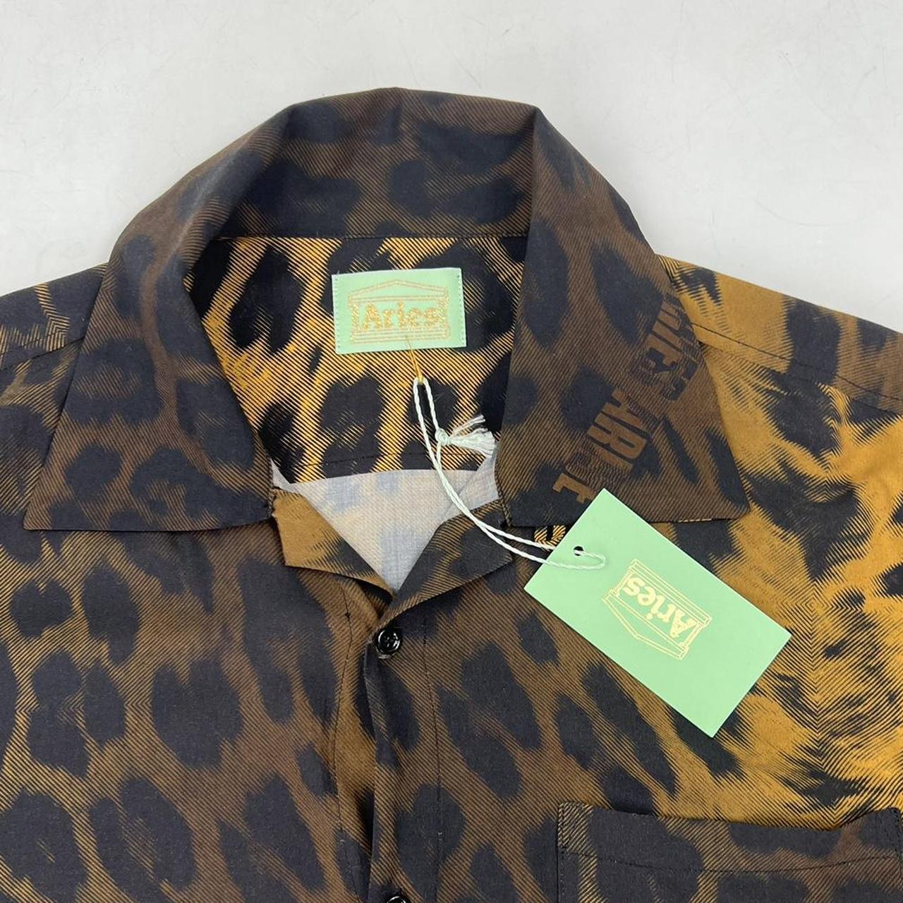 Aries Leopard Hawaiian Shirt In Brown / Multi