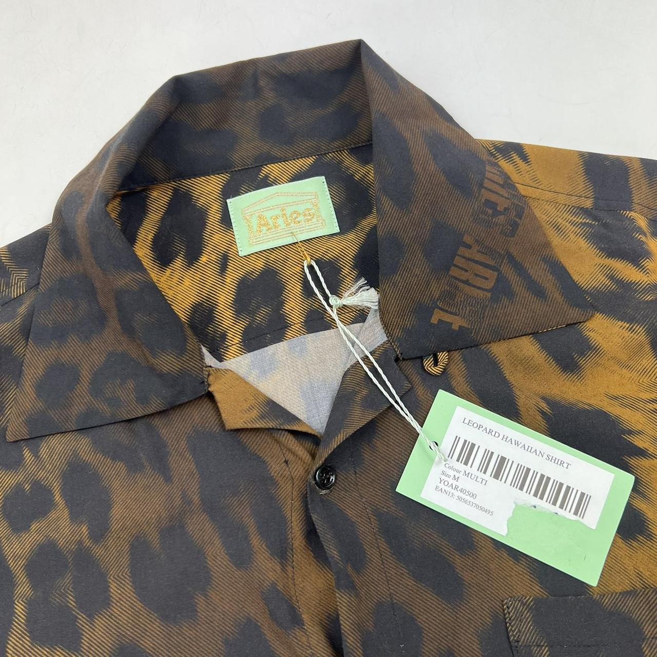 Aries Leopard Hawaiian Shirt In Brown / Multi