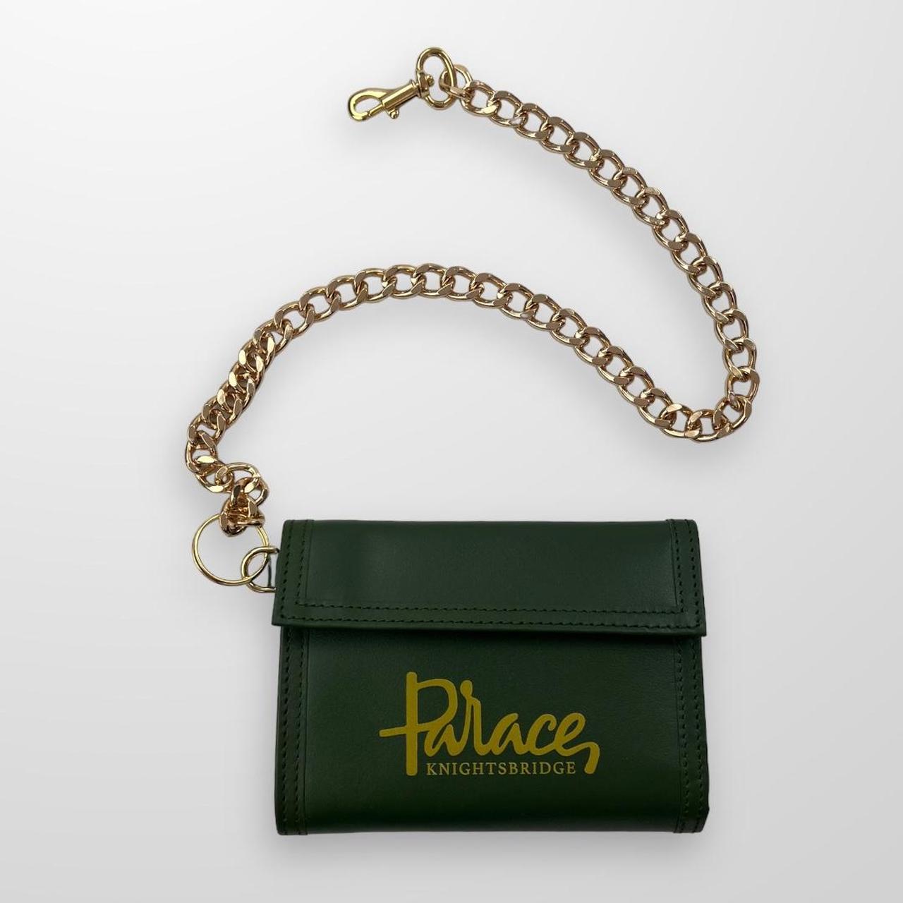 Palace x Harrods Leather Logo Chain Wallet In Green & Gold