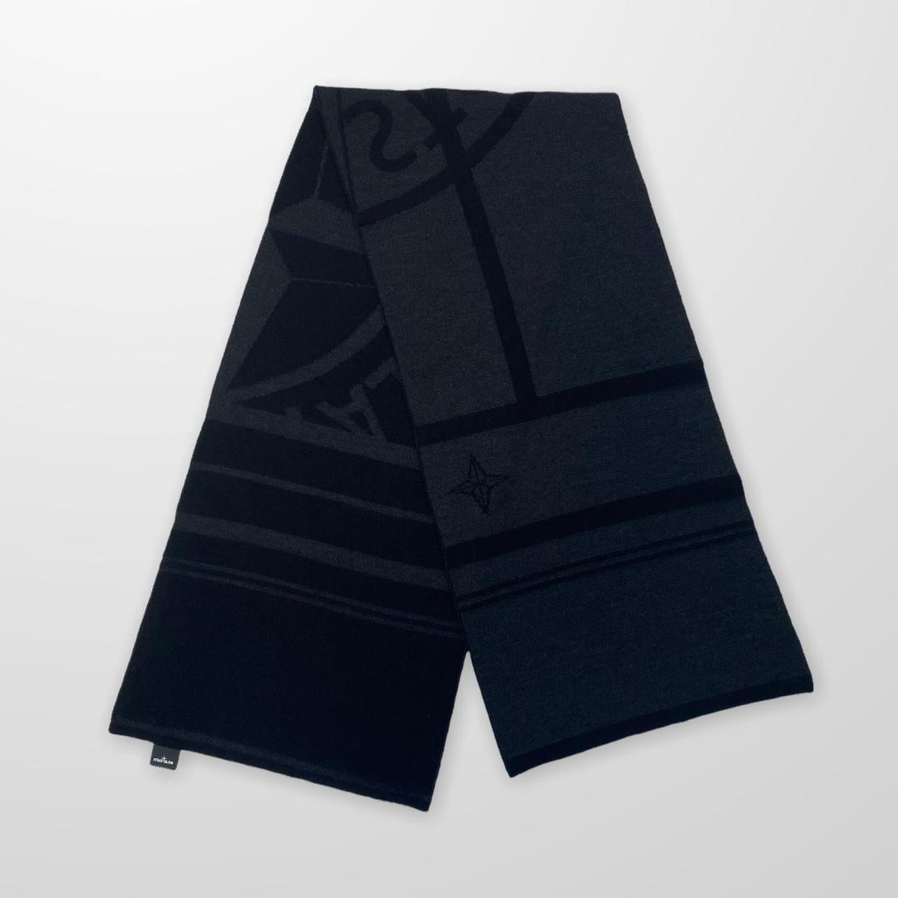 Stone Island Compass Scarf In Black & Grey