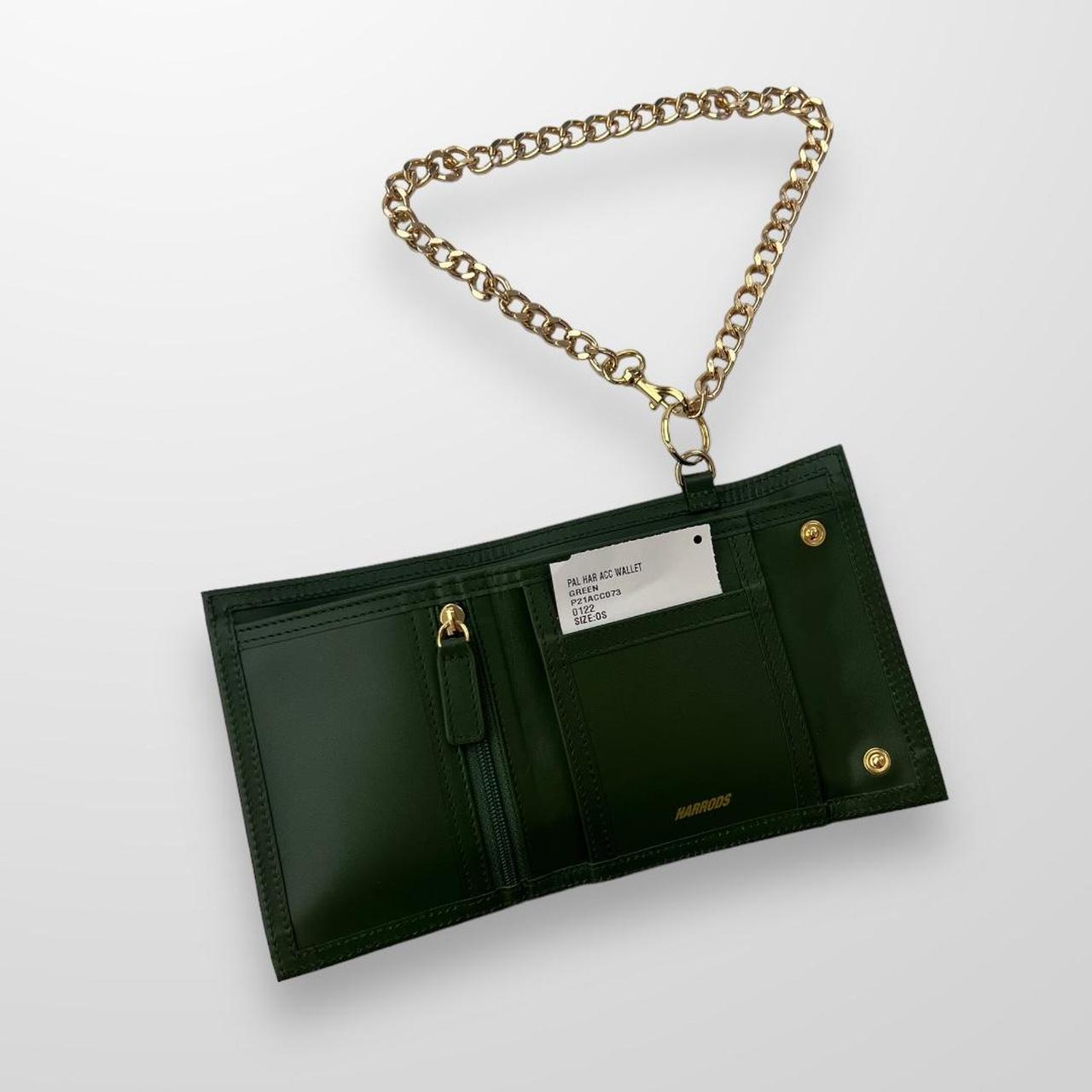 Palace x Harrods Leather Logo Chain Wallet In Green & Gold