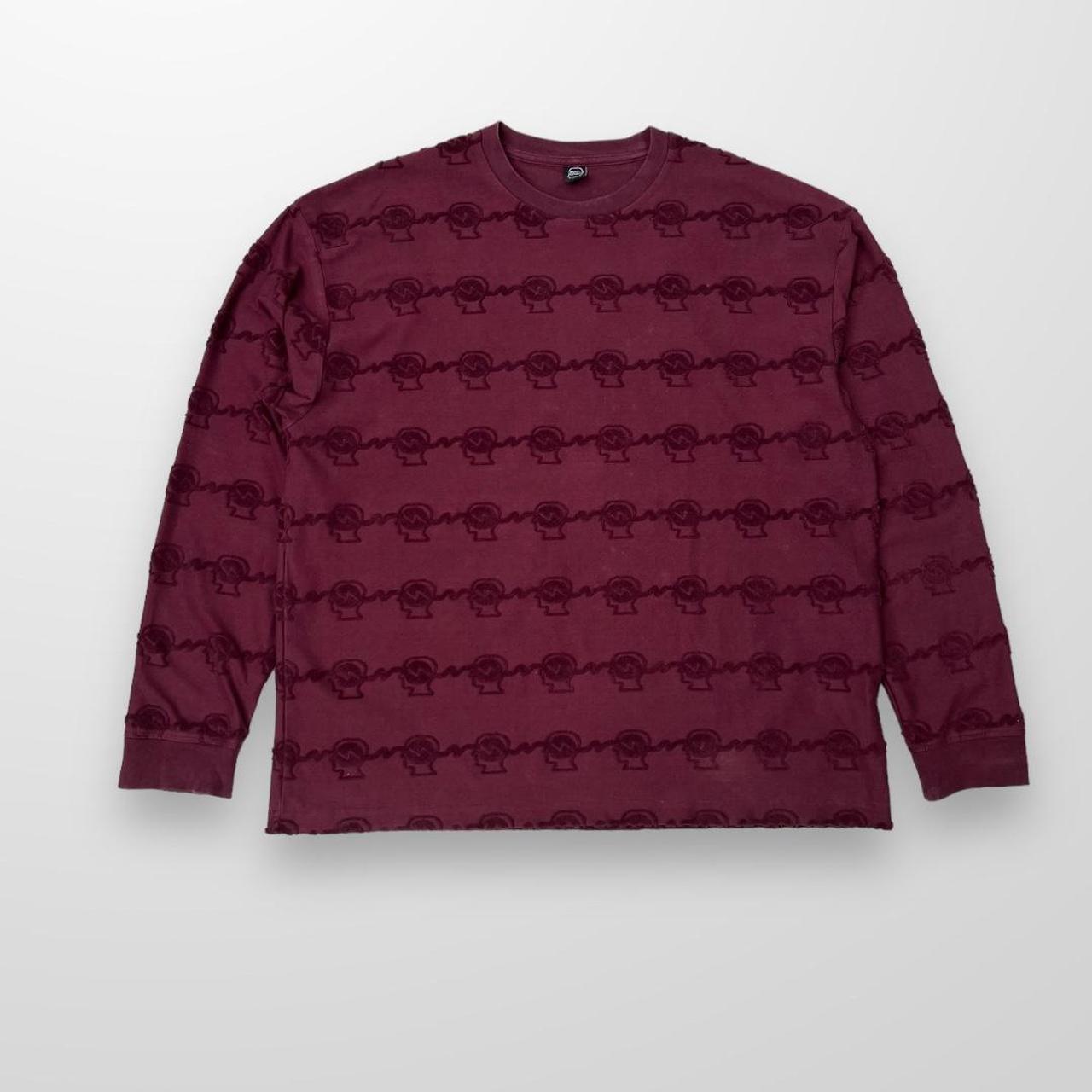 Brain Dead Running Head LS T-Shirt / Light Sweatshirt In Burgundy