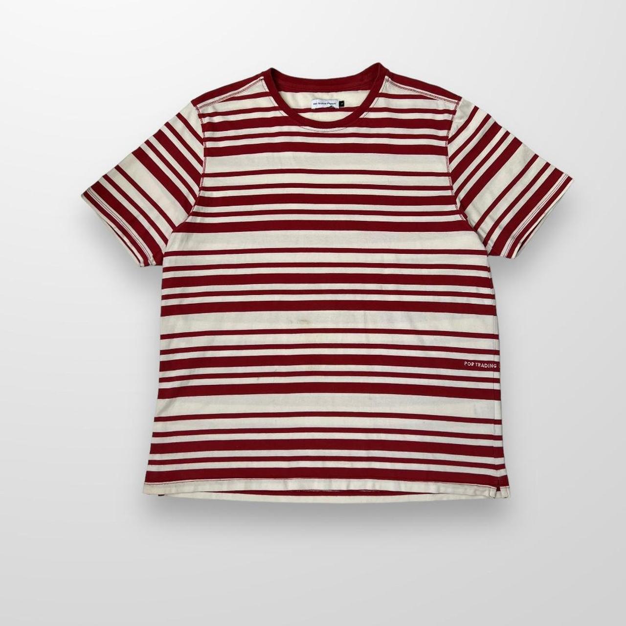Pop Trading Company Striped T-Shirt In Red & White