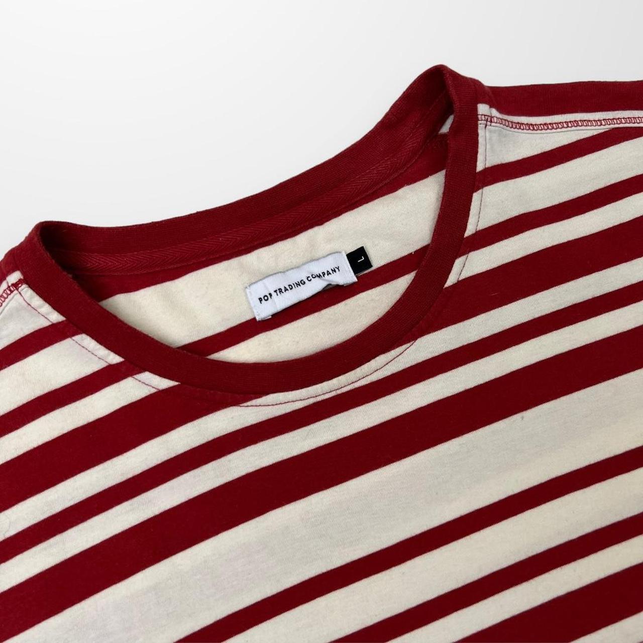 Pop Trading Company Striped T-Shirt In Red & White