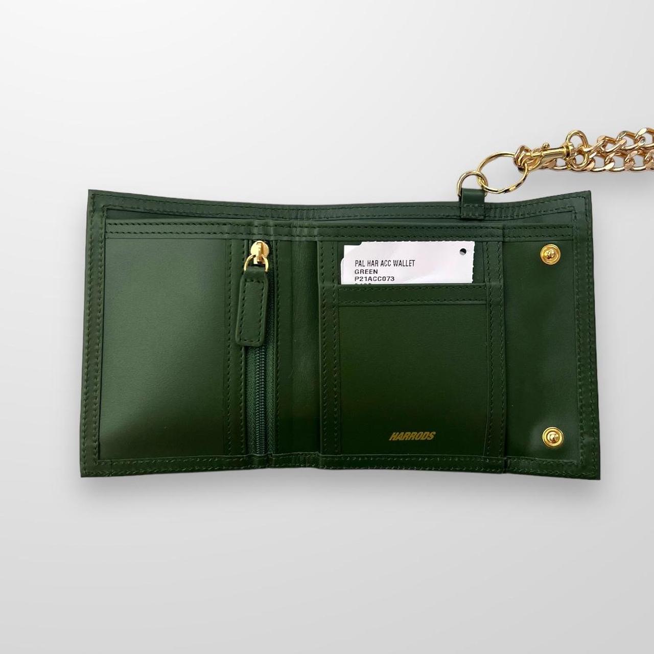 Palace x Harrods Leather Logo Chain Wallet In Green & Gold