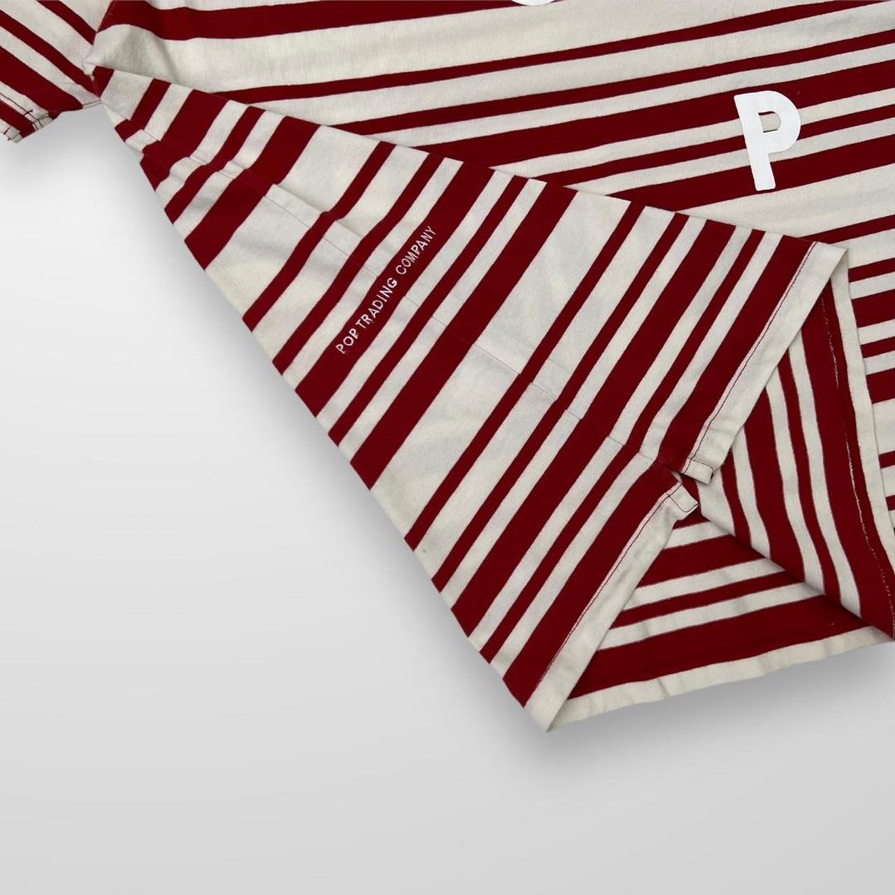 Pop Trading Company Striped T-Shirt In Red & White