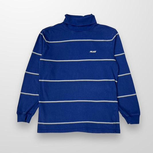 Palace Striped Turtle Neck Sweatshirt In Blue
