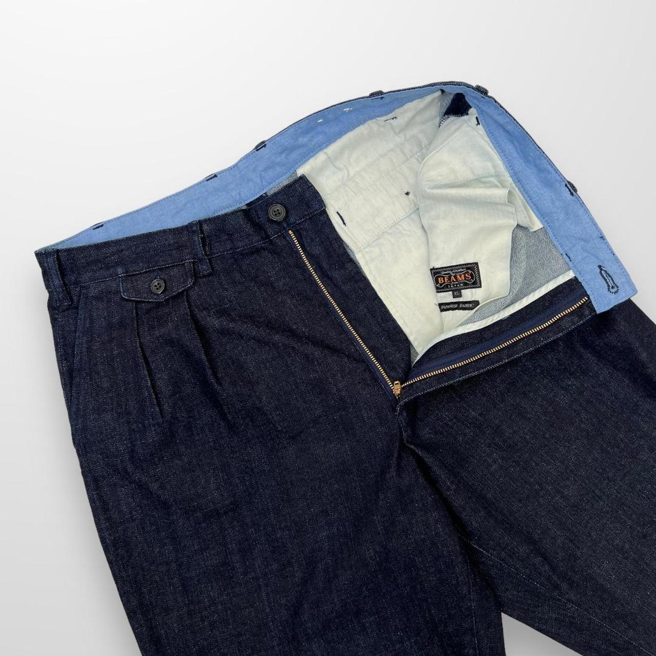 Beams Plus 2 Pleats Denim Pant / Jeans In Indigo Blue