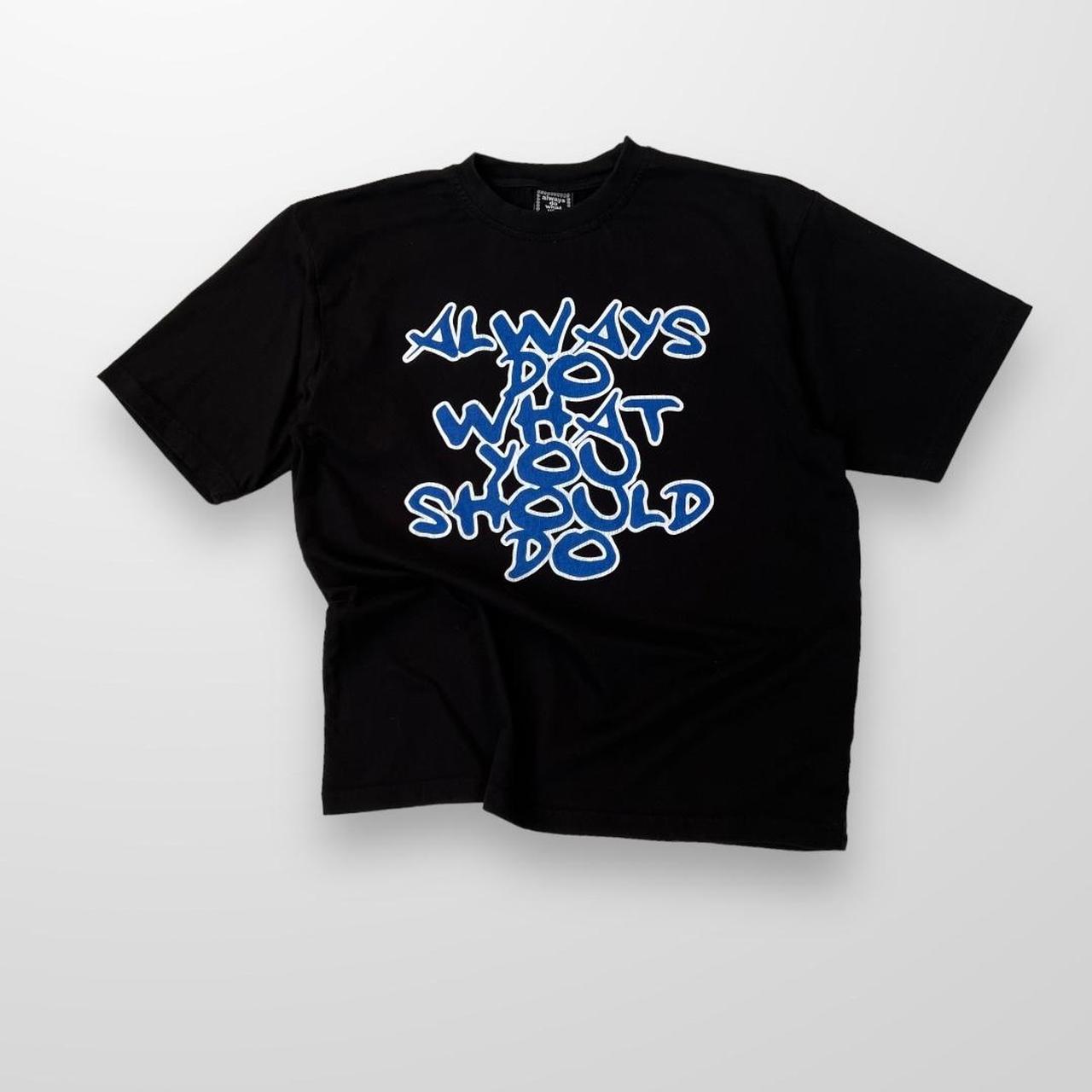 ADWYSD T-Shirt In Black & Blue Graffiti Print