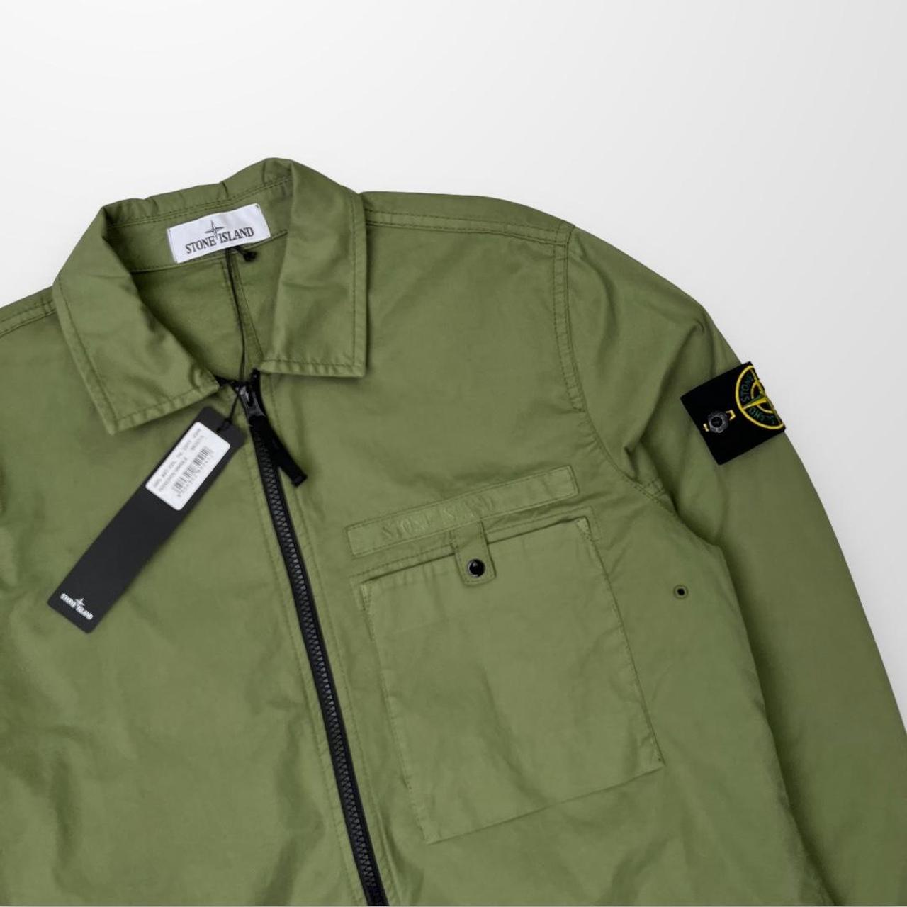 Stone Island Supima Cotton Shirt Jacket In Olive Green