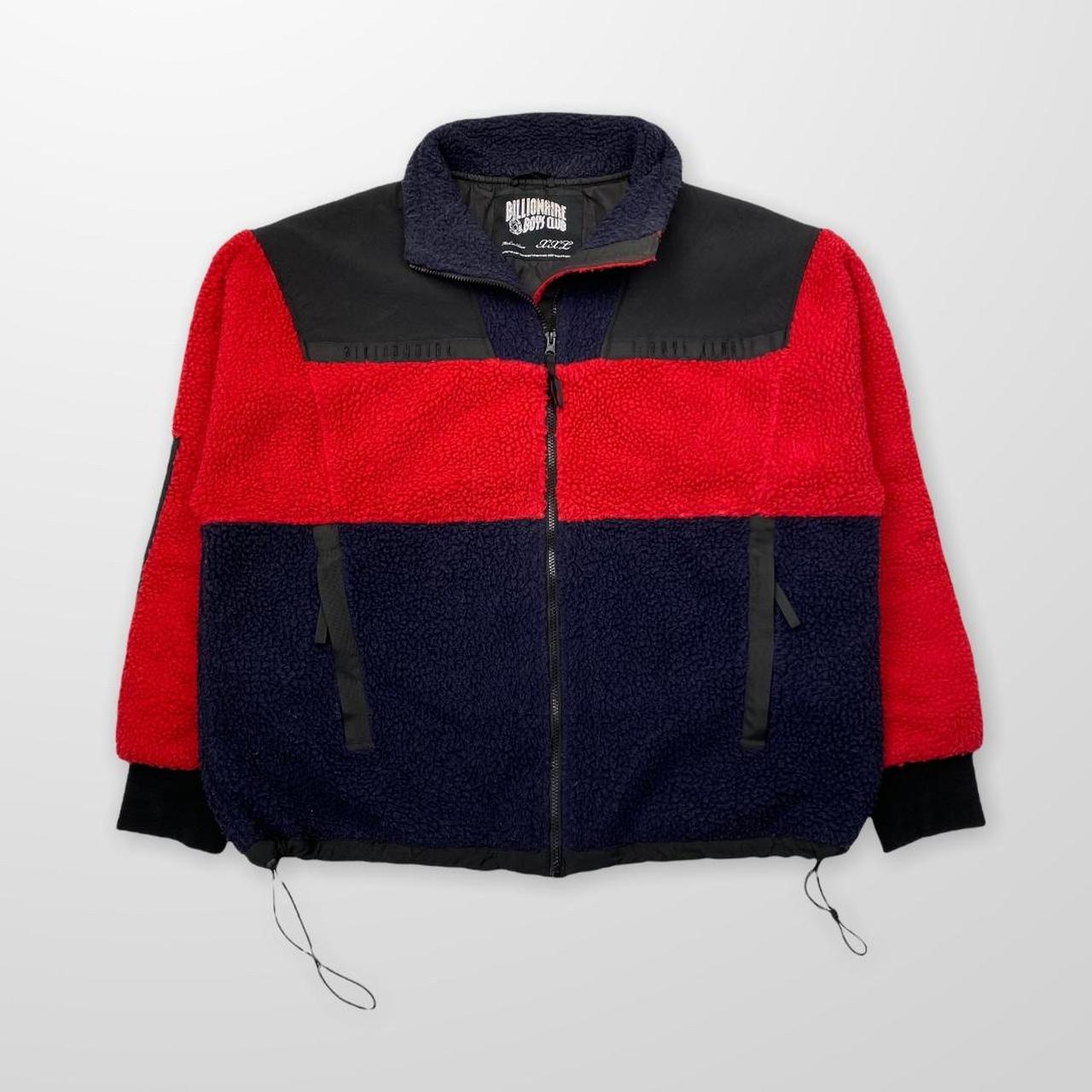 Billionaire Boys Club Two-Tone Funnel Neck Fleece Sherpa Jacket In Red