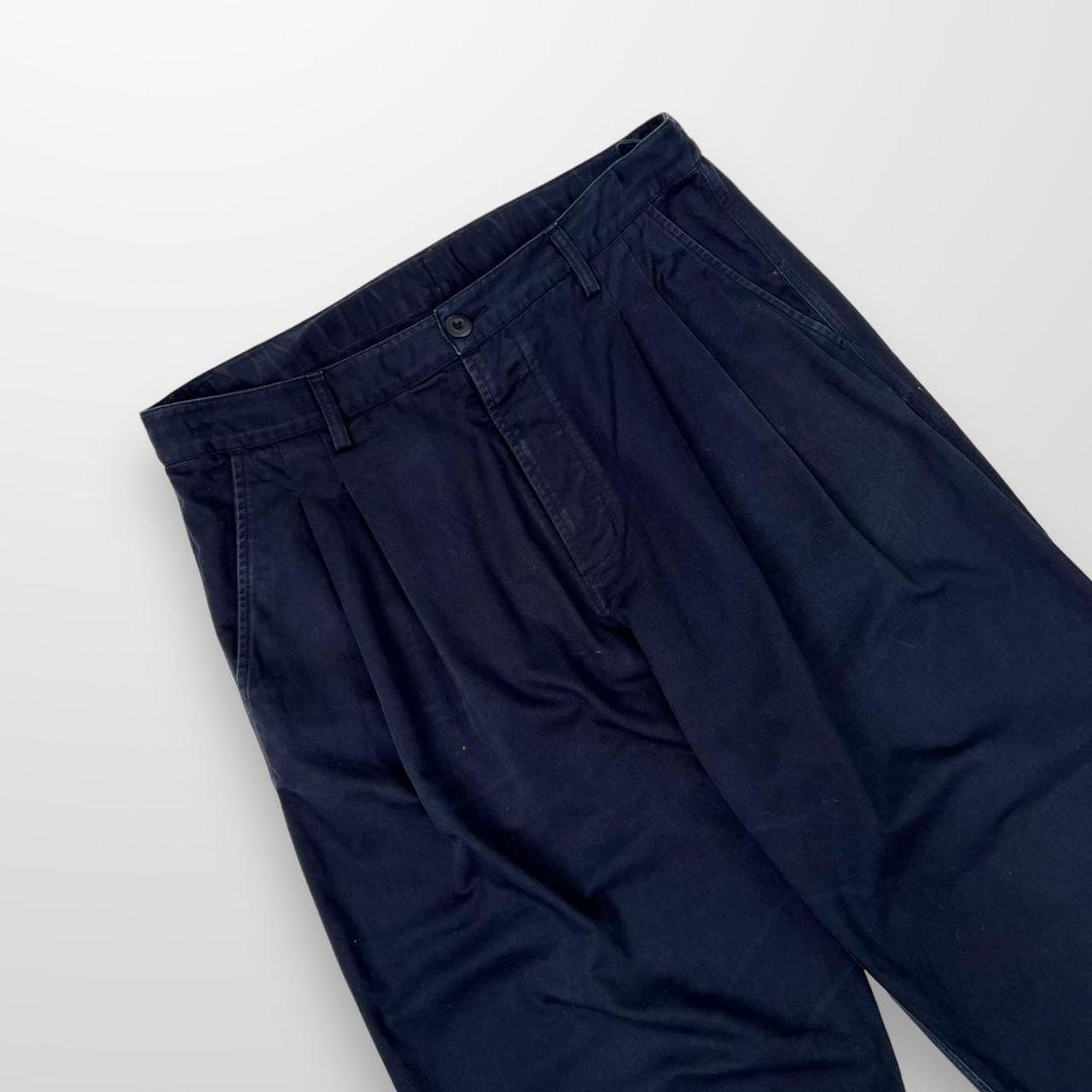 Maharishi Pleated Pants / Wide Leg Trousers In Navy