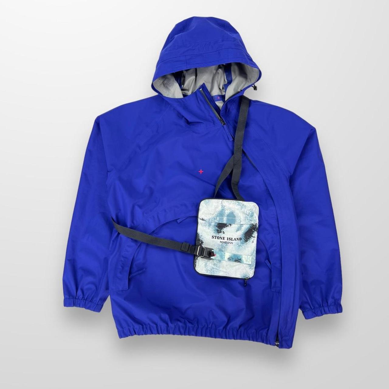 Stone Island Marina Gore-Tex Pullover / Zip Up Jacket In Blue W/ Stone Island Bag