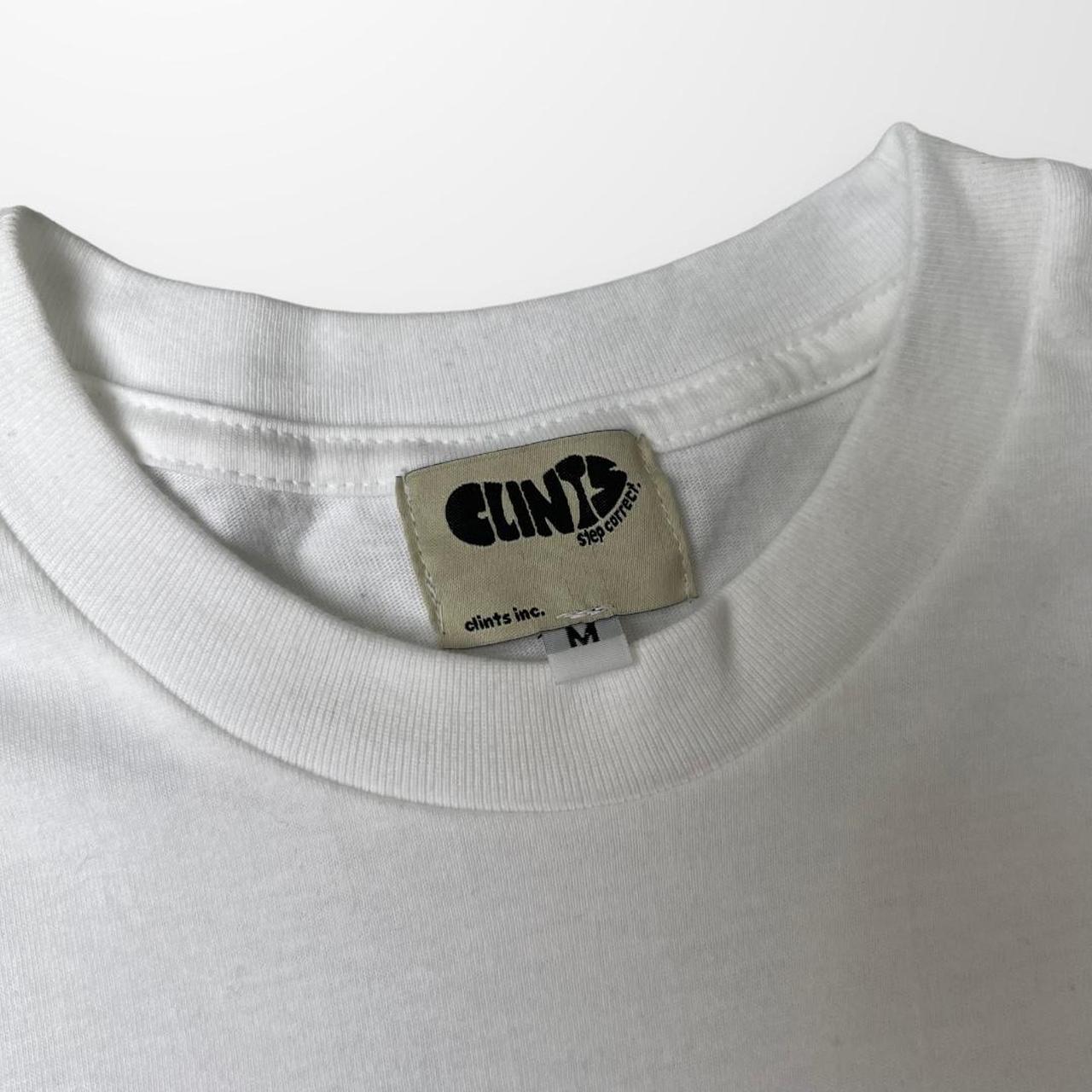 Clints 3rd Anniversary Stencil T-Shirt In White & Purple