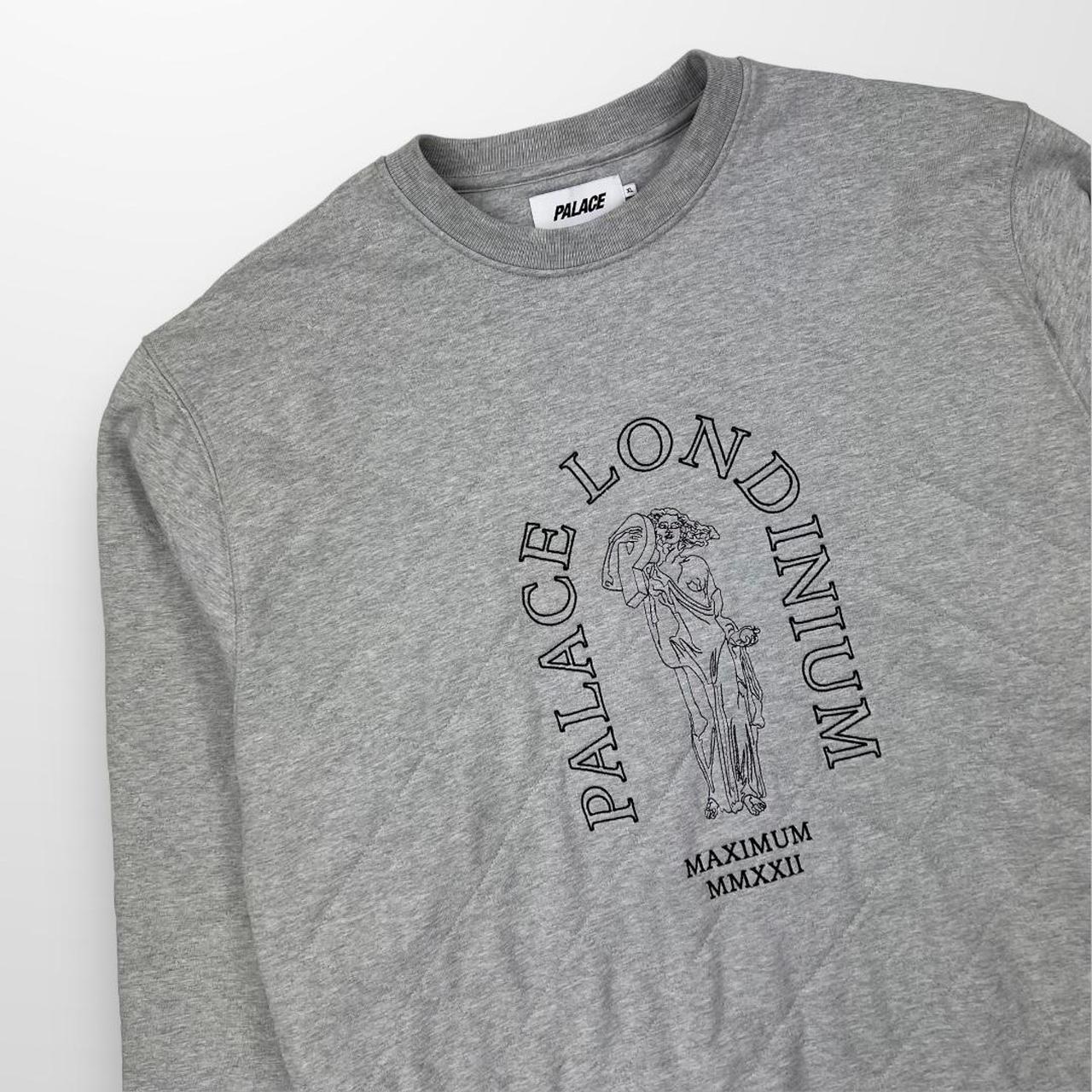 Palace Londinium Quilted Crewneck Sweatshirt In Grey