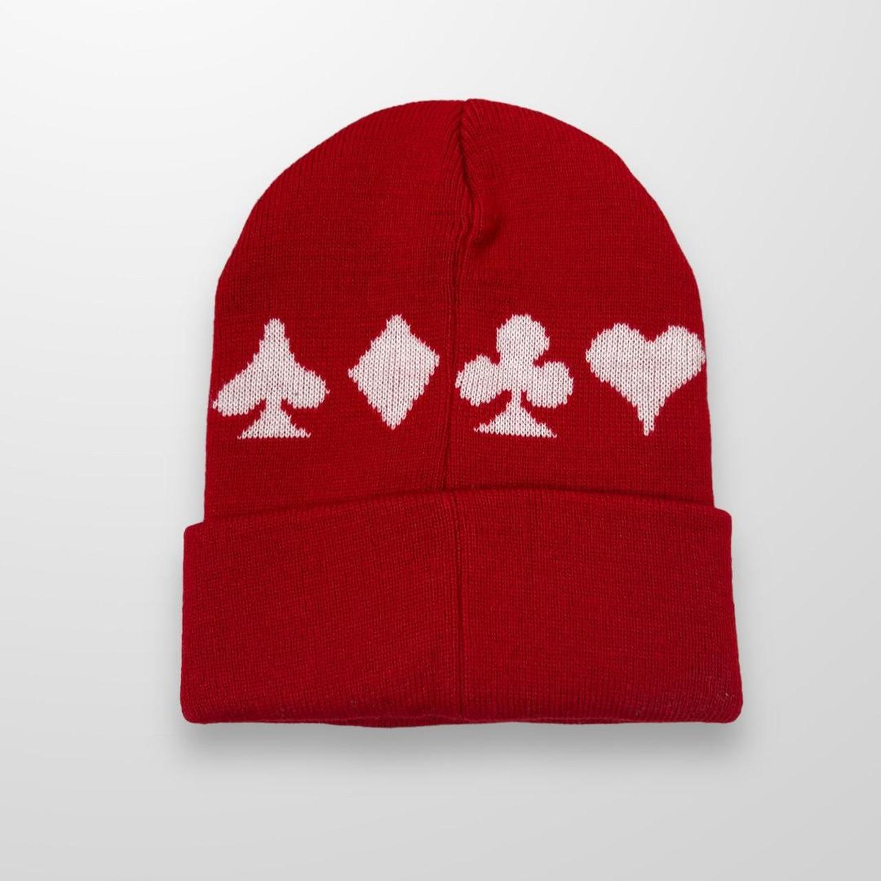 Stussy Luxury Logo Spade Beanie In Red & White