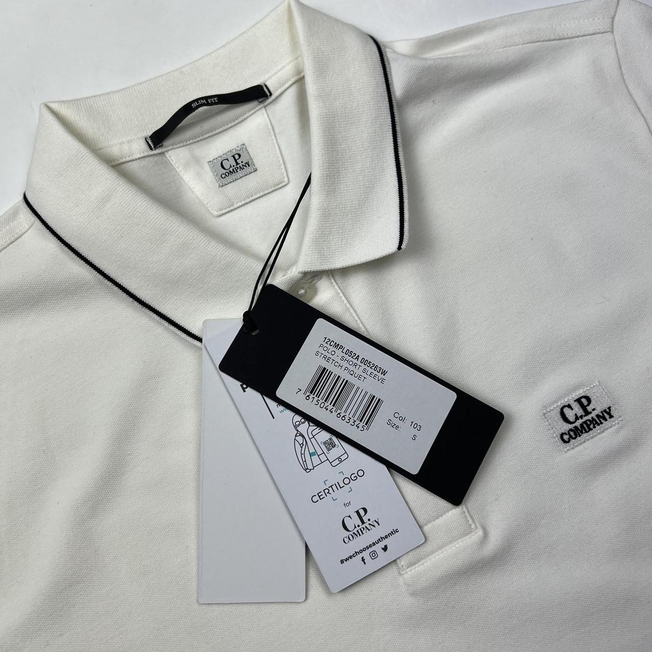 CP Company Patch Logo Polo In White & Black
