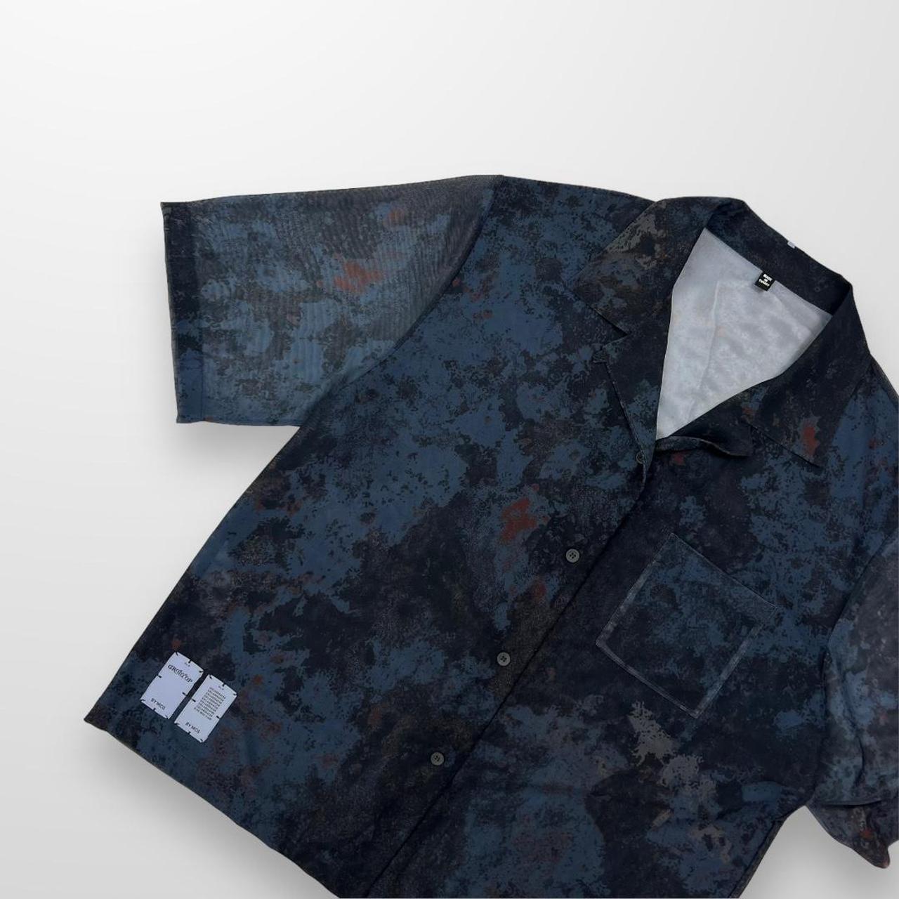 Alexander McQueen MCQ All Over Print Sheer Shirt In Navy