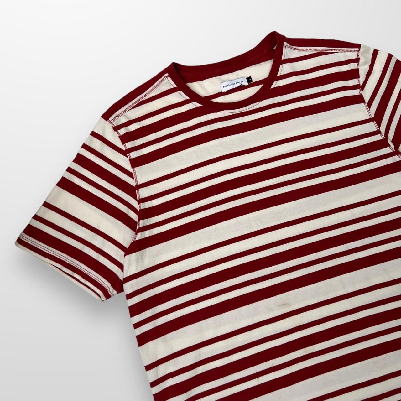Pop Trading Company Striped T-Shirt In Red & White