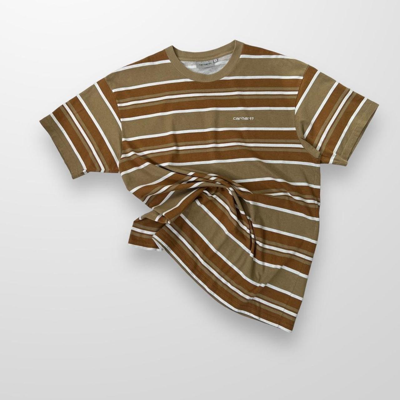 Carhartt WIP Corfield Stripe T-Shirt In "Leather"