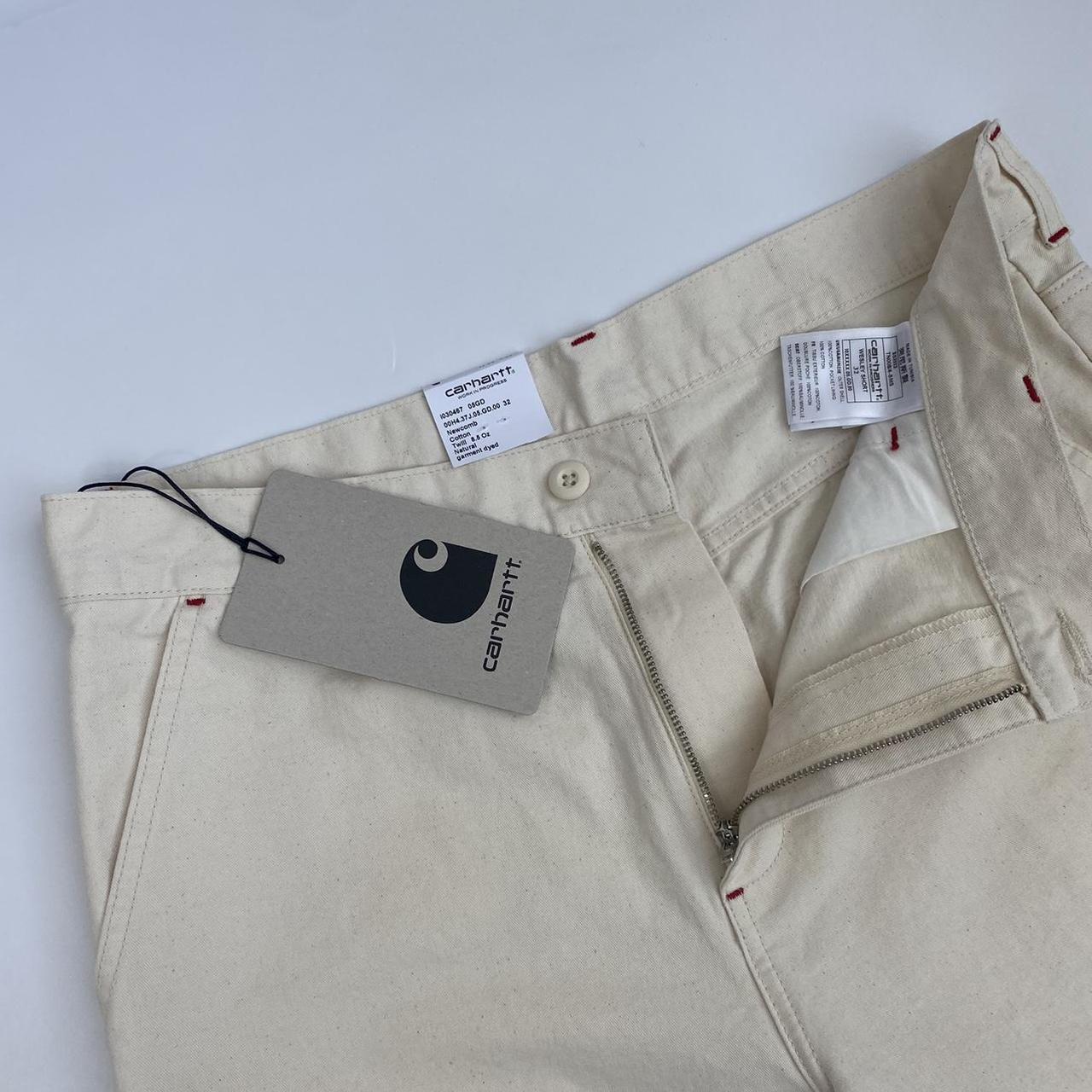 Carhartt WIP Wesley Short In Natural / Off White W/ Red Detailing