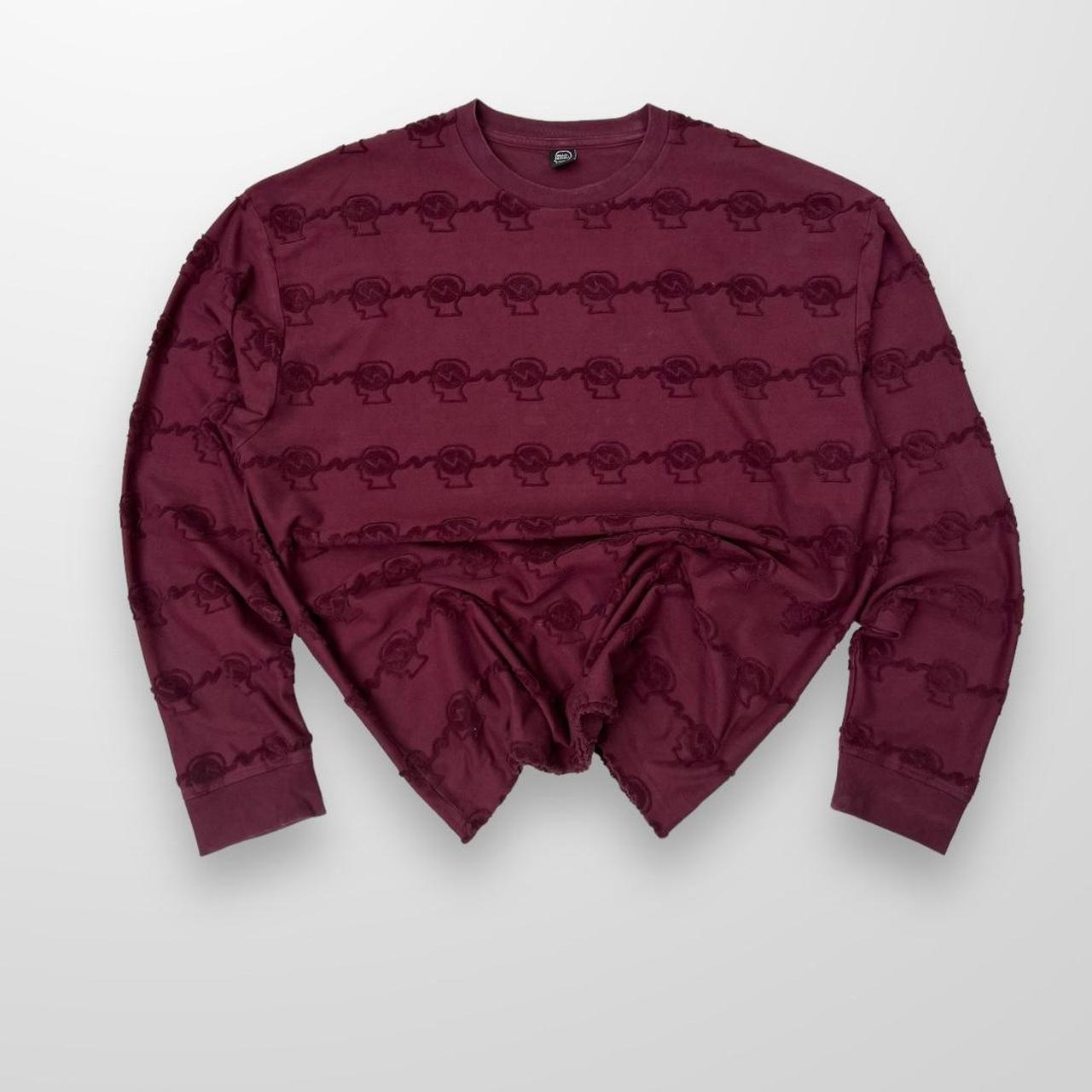Brain Dead Running Head LS T-Shirt / Light Sweatshirt In Burgundy