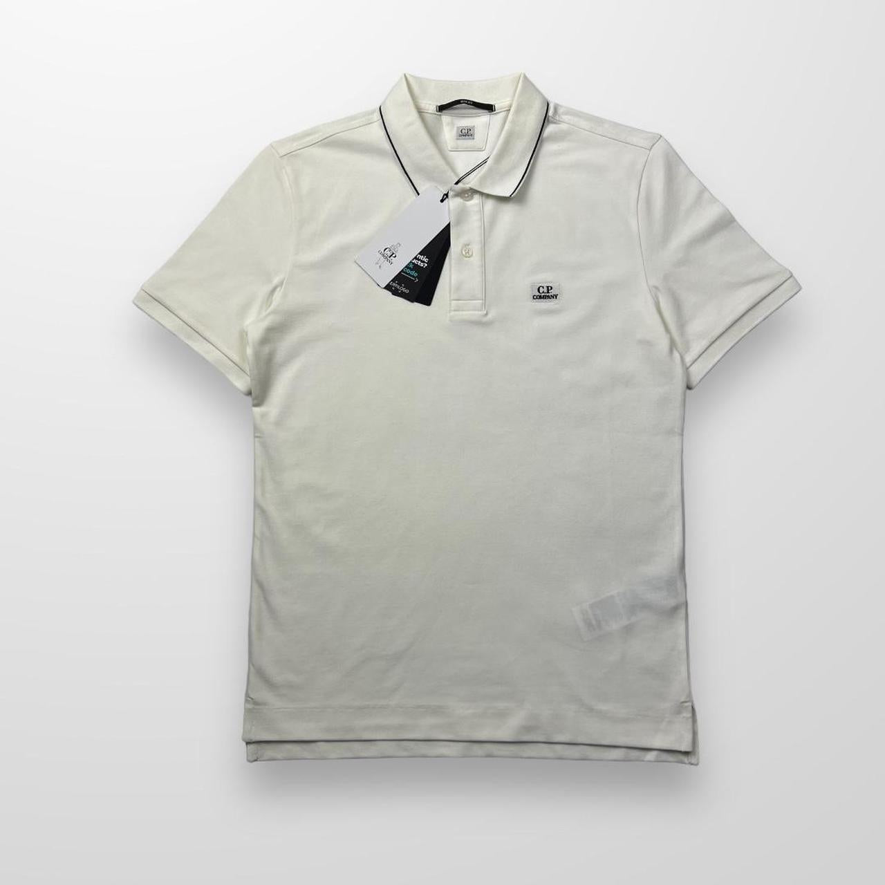 CP Company Patch Logo Polo In White & Black