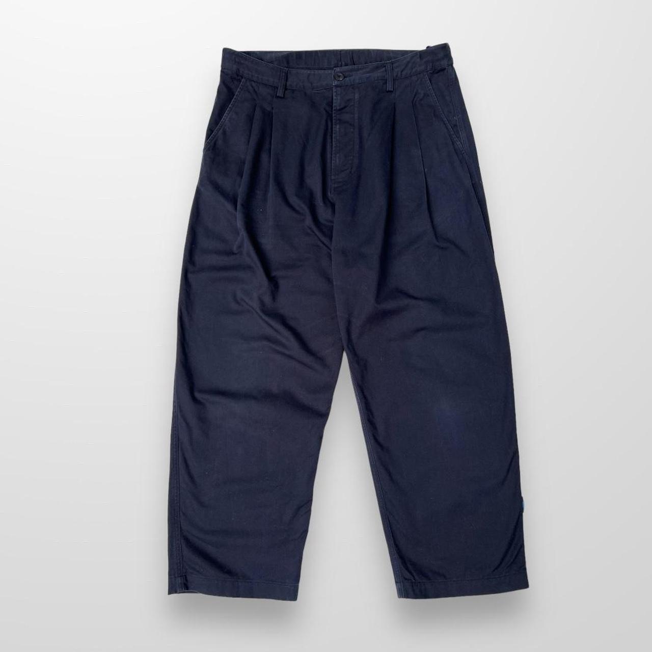 Maharishi Pleated Pants / Wide Leg Trousers In Navy