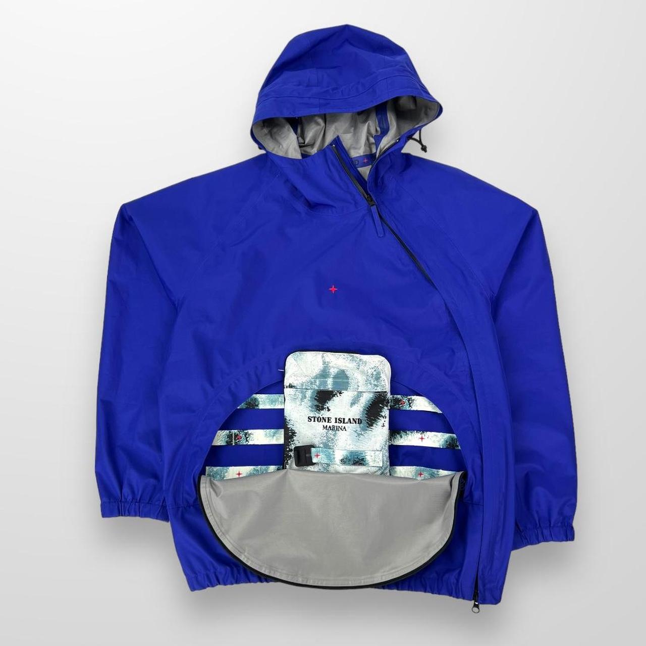Stone Island Marina Gore-Tex Pullover / Zip Up Jacket In Blue W/ Stone Island Bag