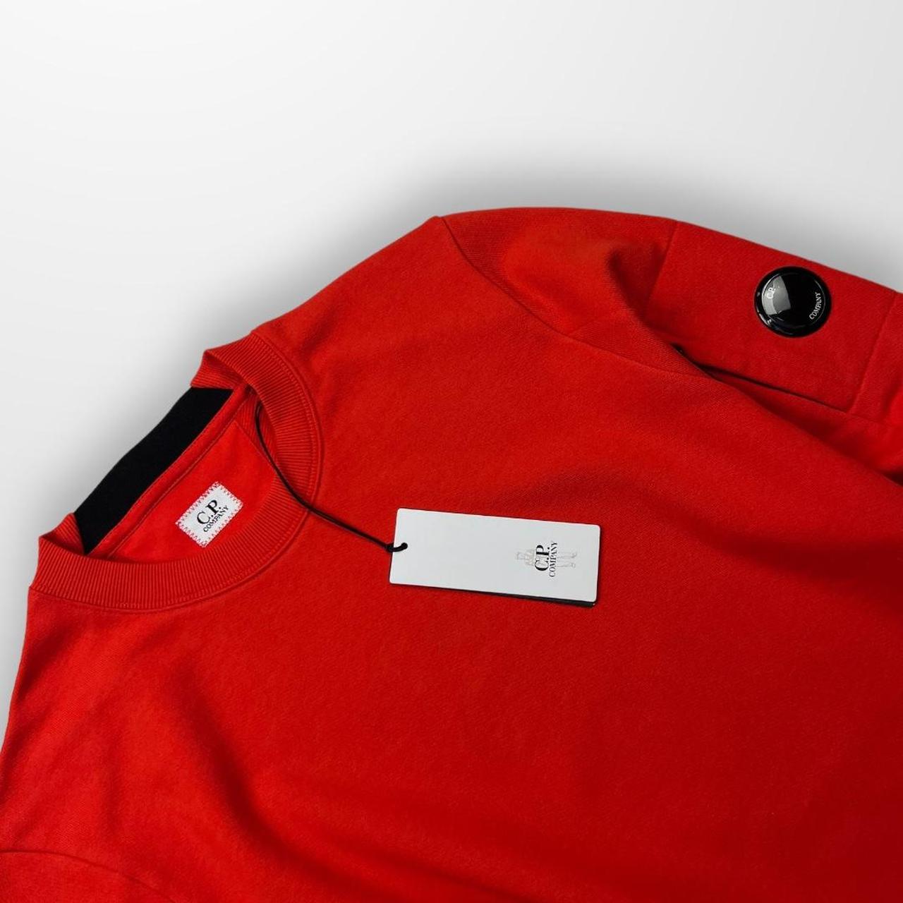 CP Company Diagonal Raised Fleece Crew Neck Sweatshirt In Orange