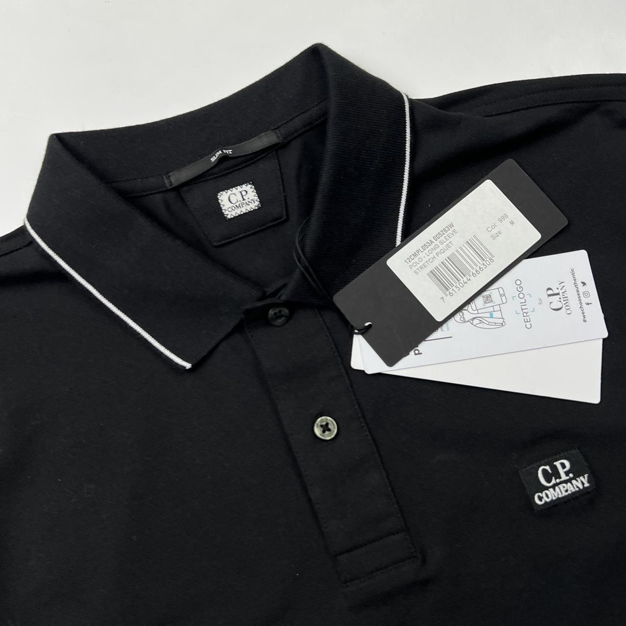 CP Company Long Sleeve Polo Shirt In Black