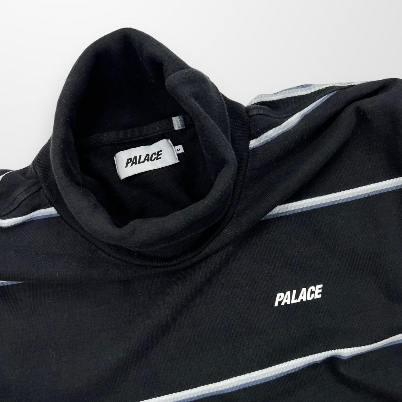 Palace Striped Turtle Neck Sweatshirt In Black & Grey