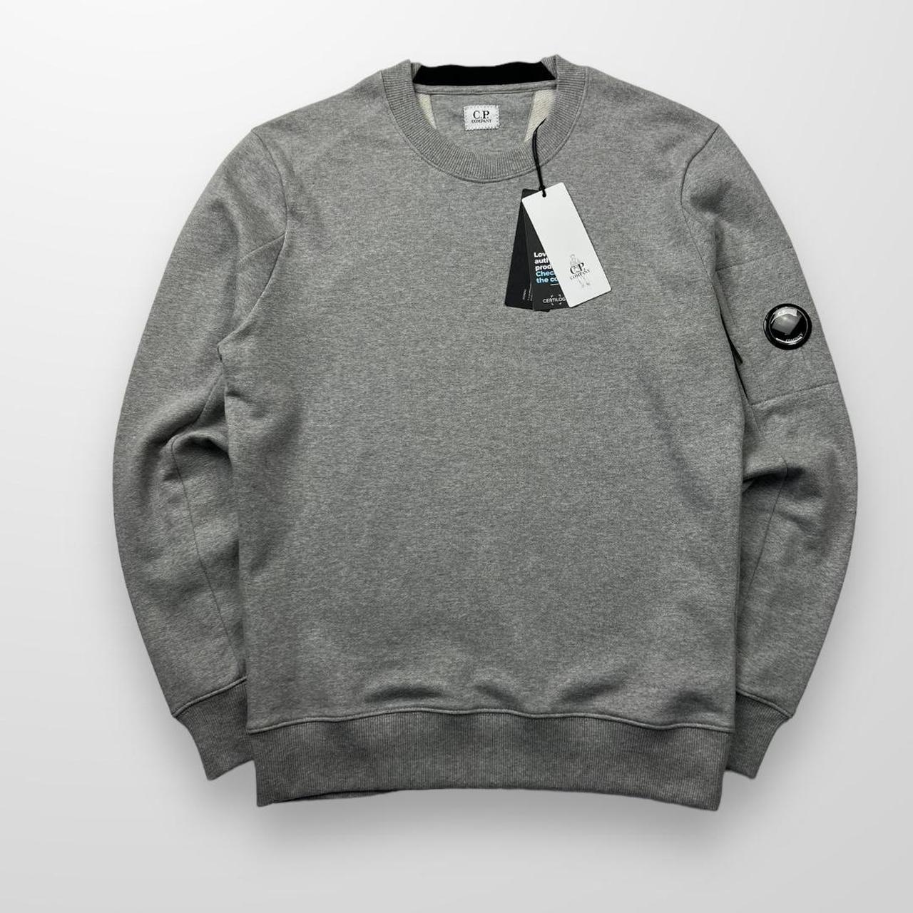 CP Company Diagonal Raised Fleece Crew Neck Sweatshirt In Grey
