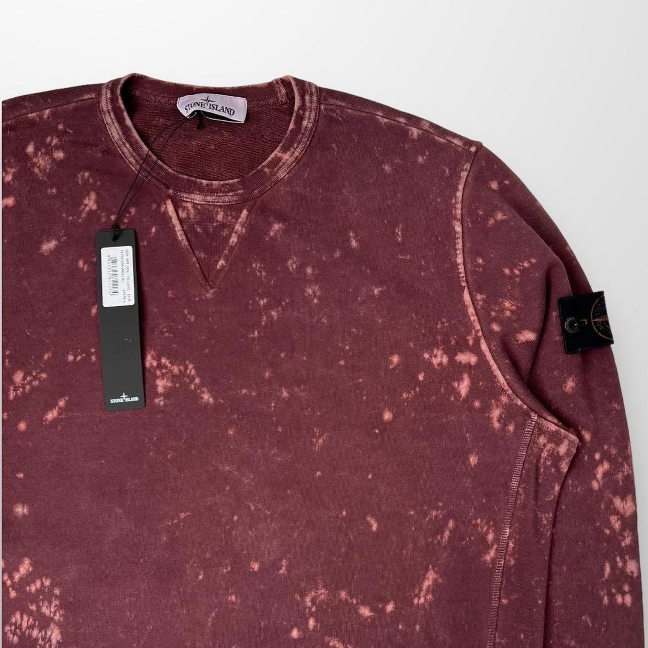 Stone Island Crewneck Sweatshirt In Off-Dye OVD Treatment Garment Dyed / Burgundy