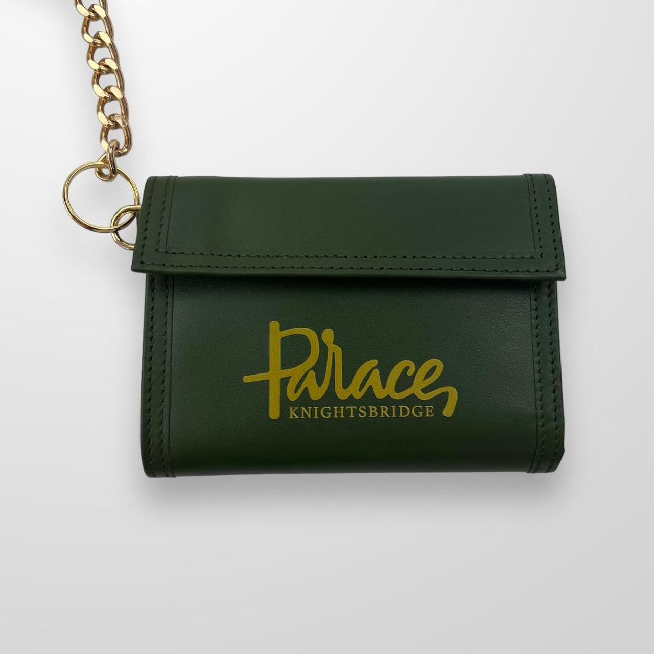 Palace x Harrods Leather Logo Chain Wallet In Green & Gold