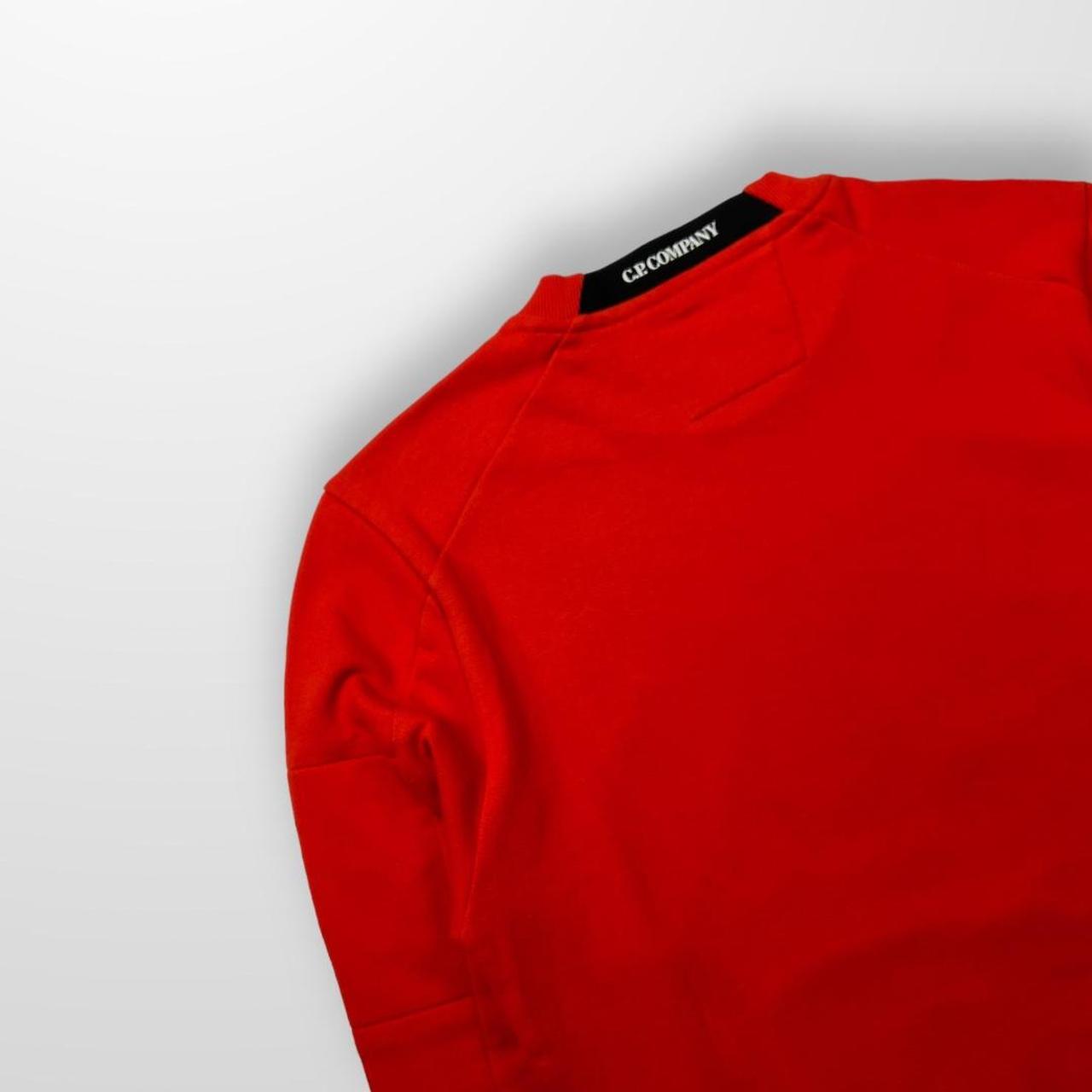 CP Company Diagonal Raised Fleece Crew Neck Sweatshirt In Orange
