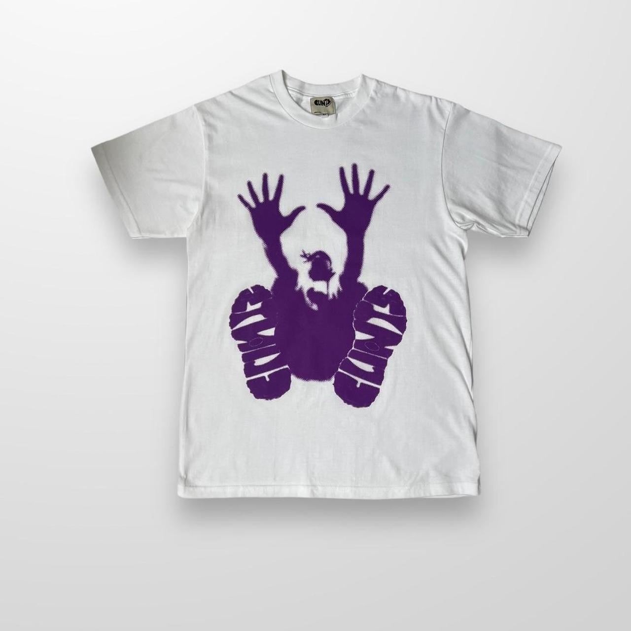 Clints 3rd Anniversary Stencil T-Shirt In White & Purple