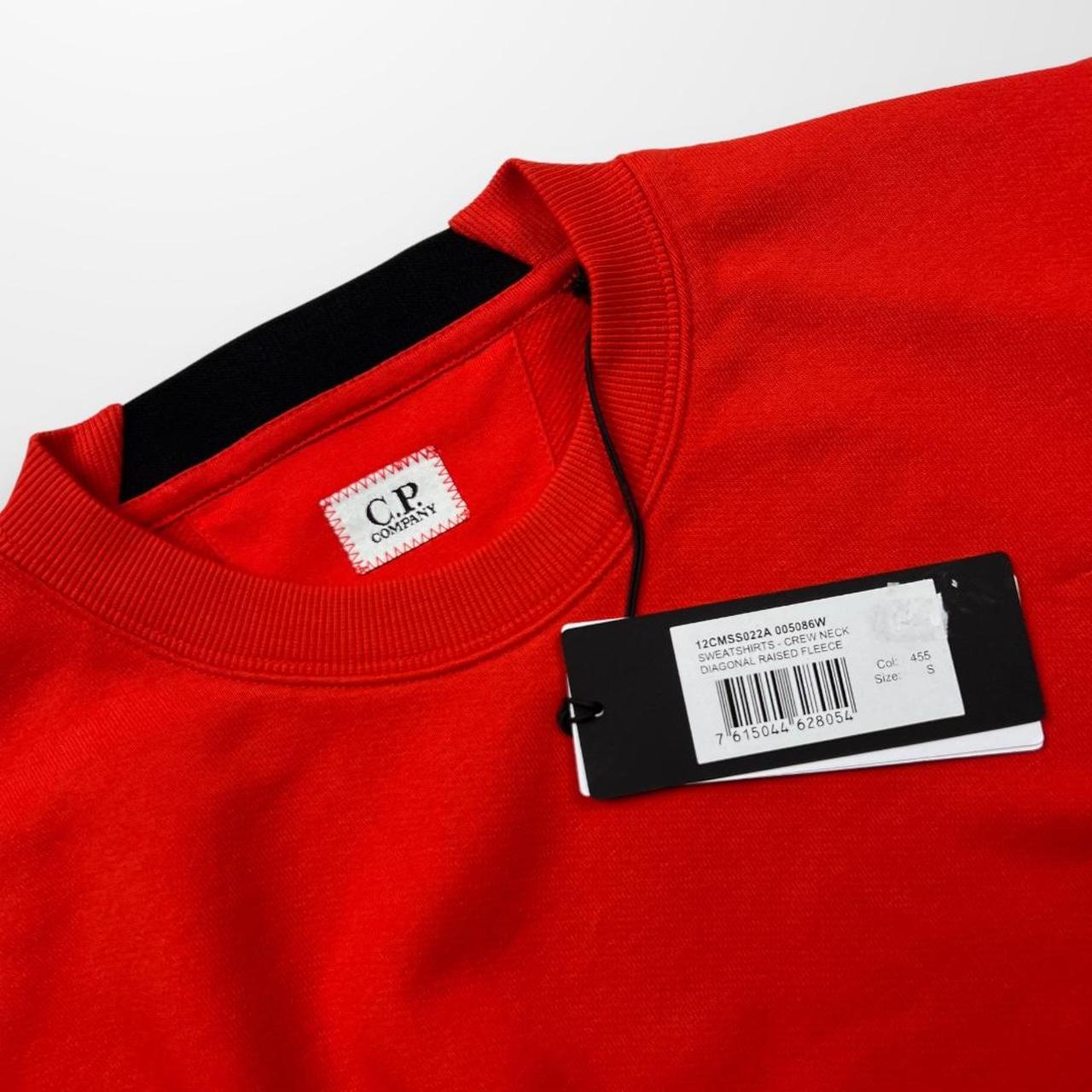 CP Company Diagonal Raised Fleece Crew Neck Sweatshirt In Orange