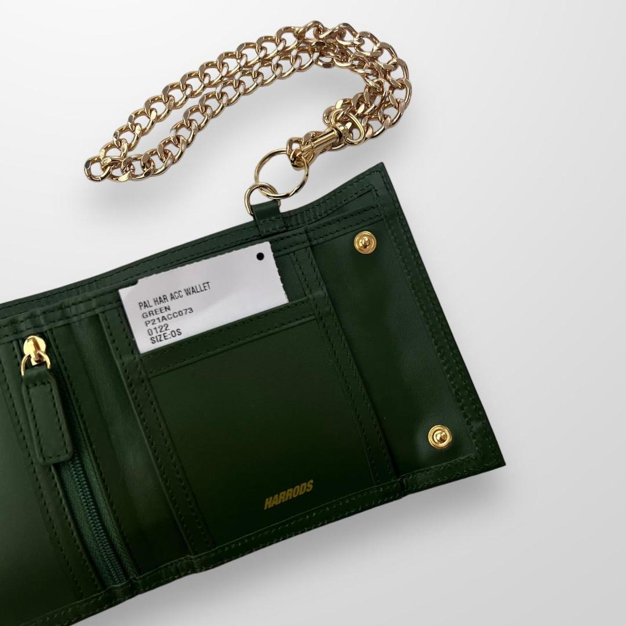 Palace x Harrods Leather Logo Chain Wallet In Green & Gold