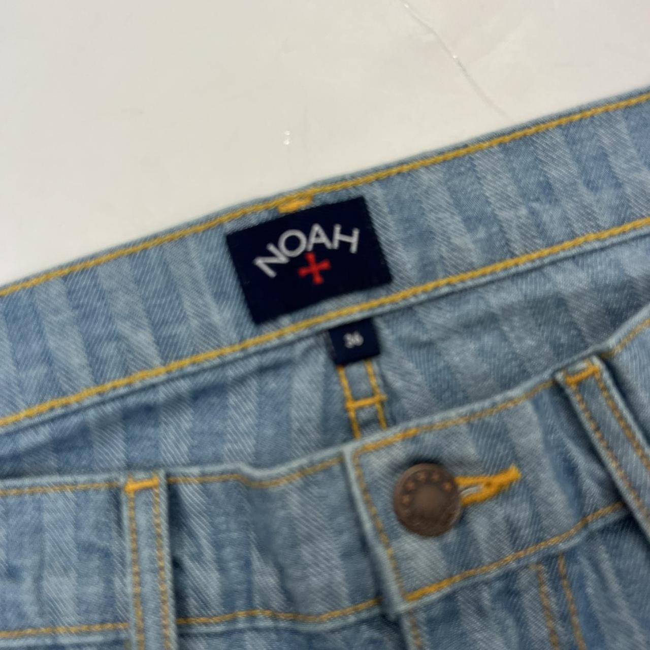 Noah Pleated Striped Jeans In Two Tone Stone Wash Blue
