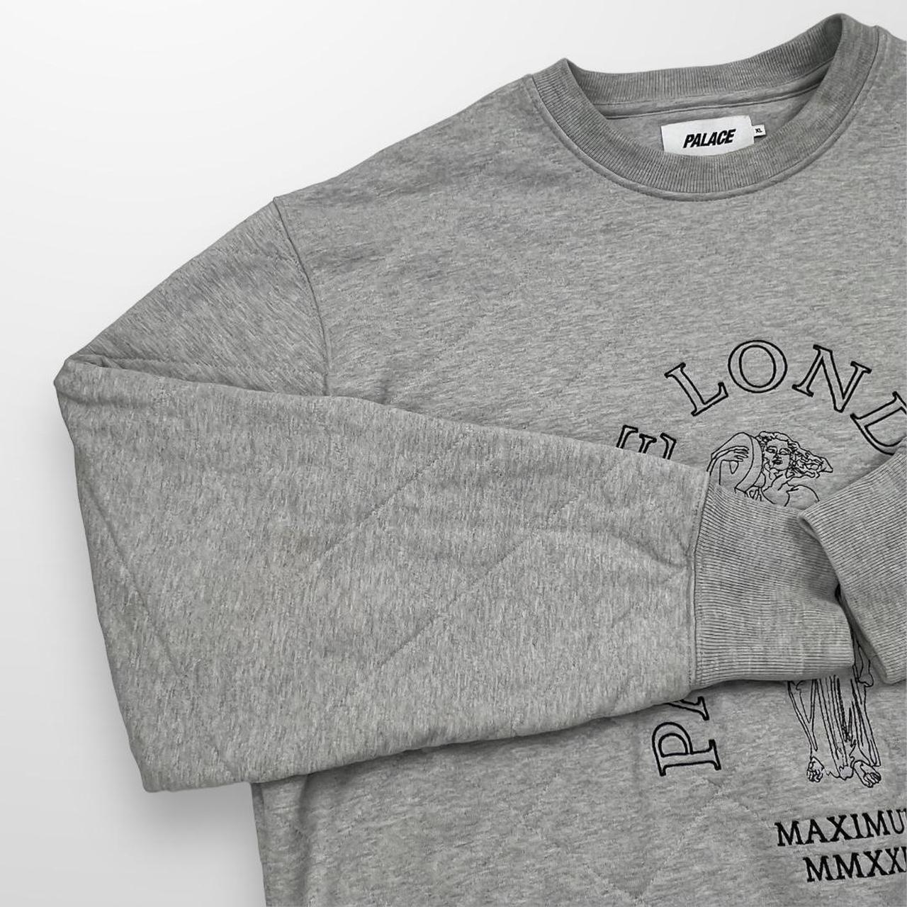 Palace Londinium Quilted Crewneck Sweatshirt In Grey