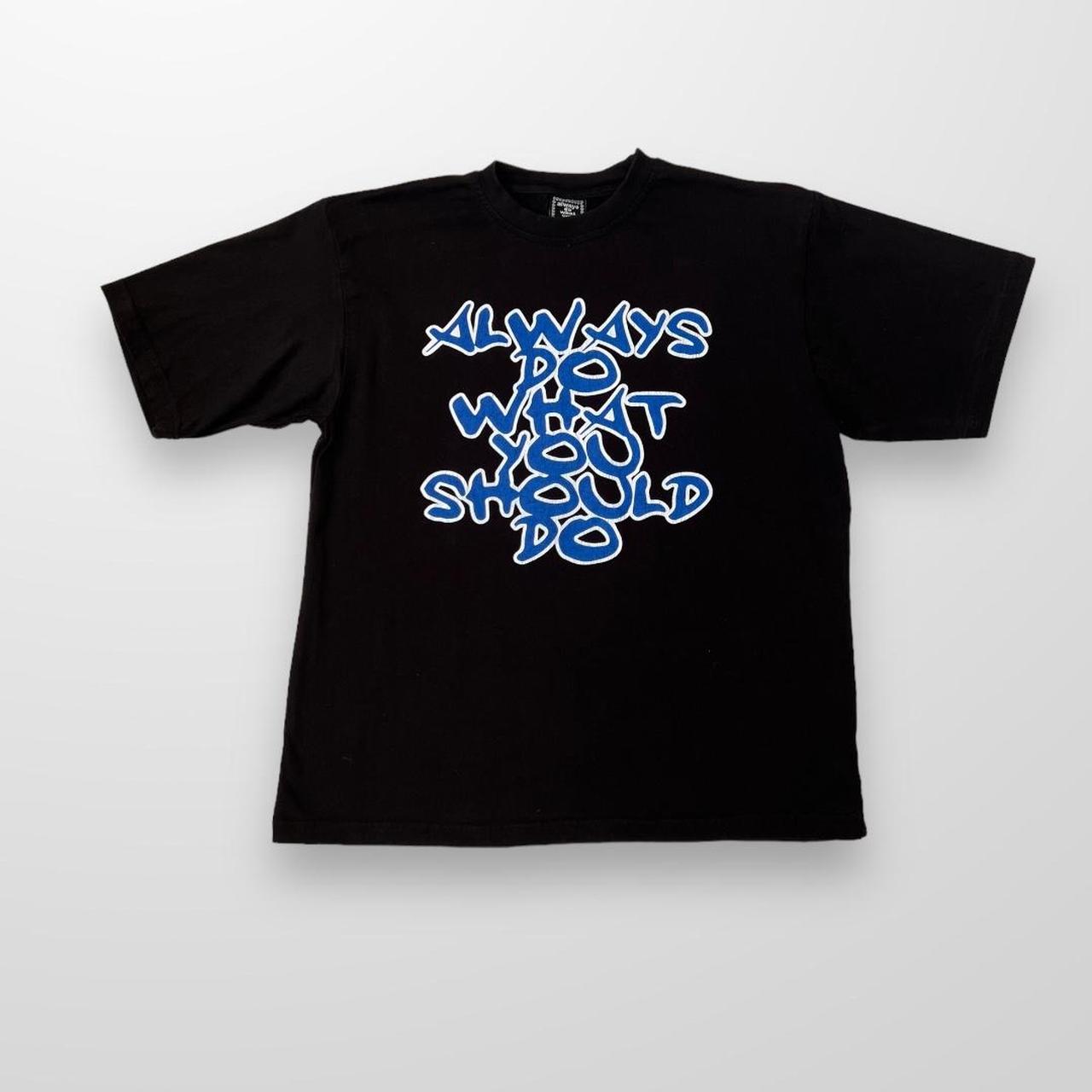 ADWYSD T-Shirt In Black & Blue Graffiti Print