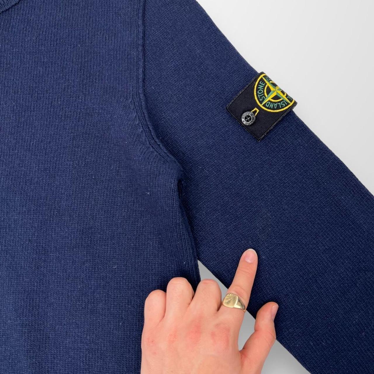 Stone Island Crewneck Lambswool Knit Sweater In Navy