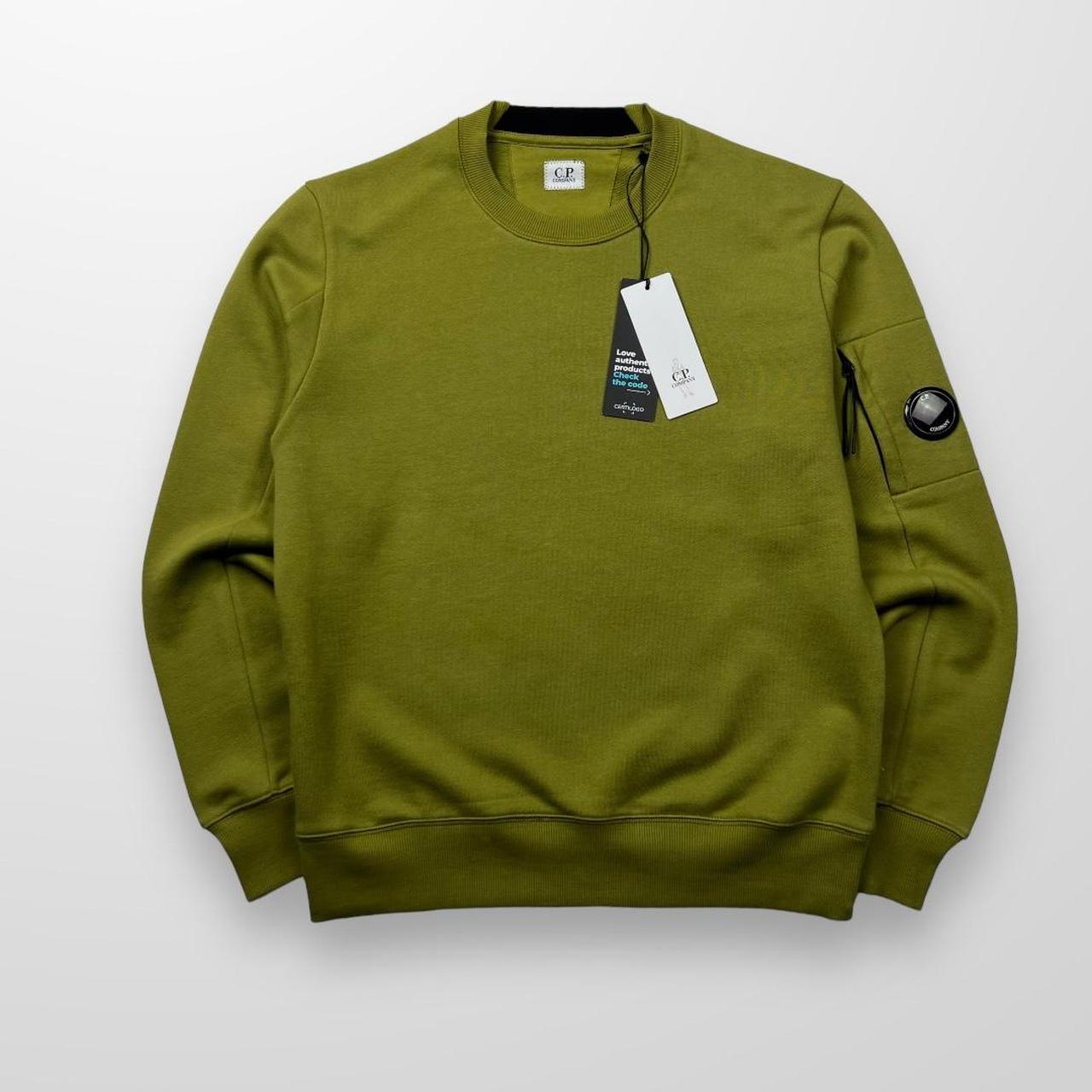 CP Company Crew Neck Diagonal Raised Fleece In Khaki