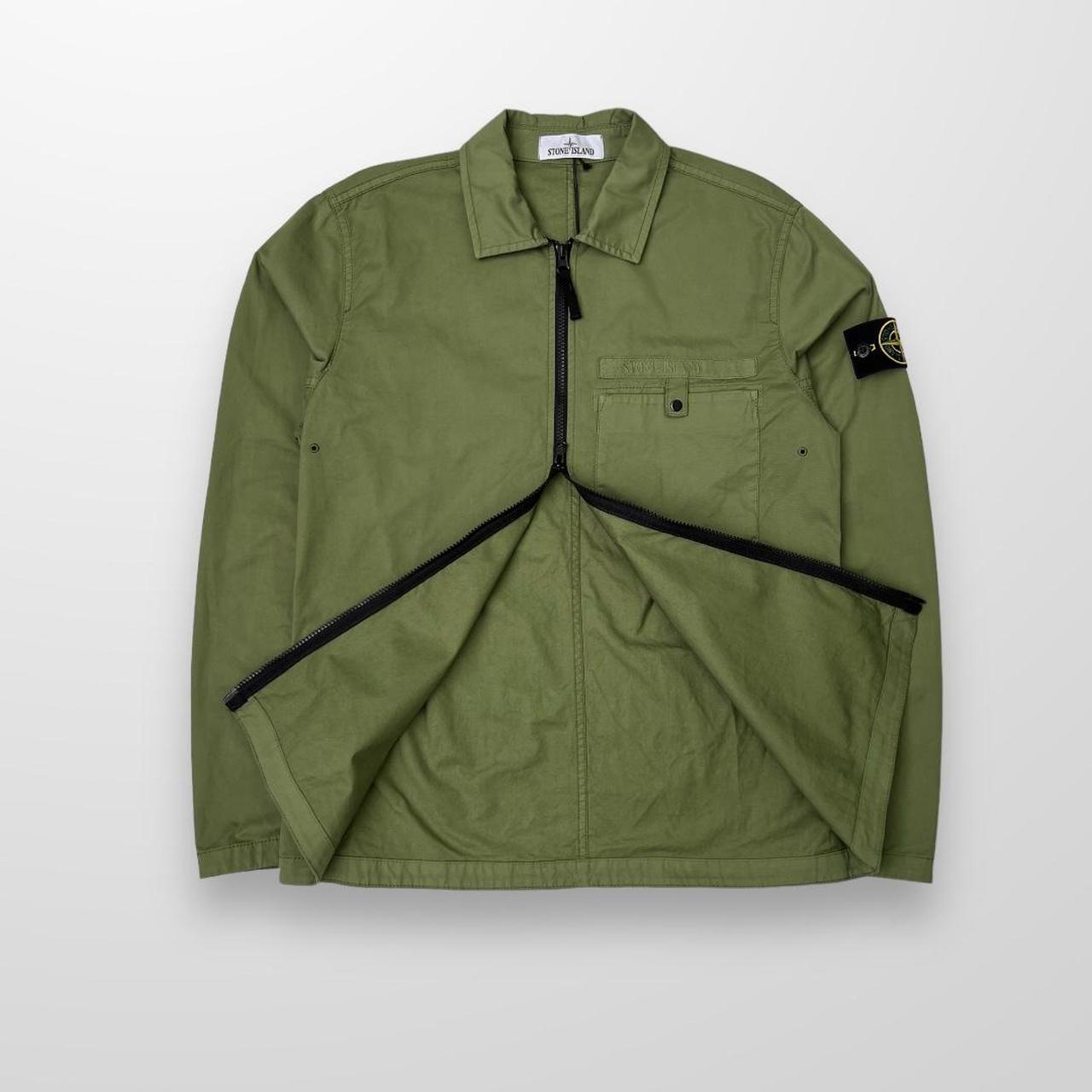 Stone Island Supima Cotton Shirt Jacket In Olive Green