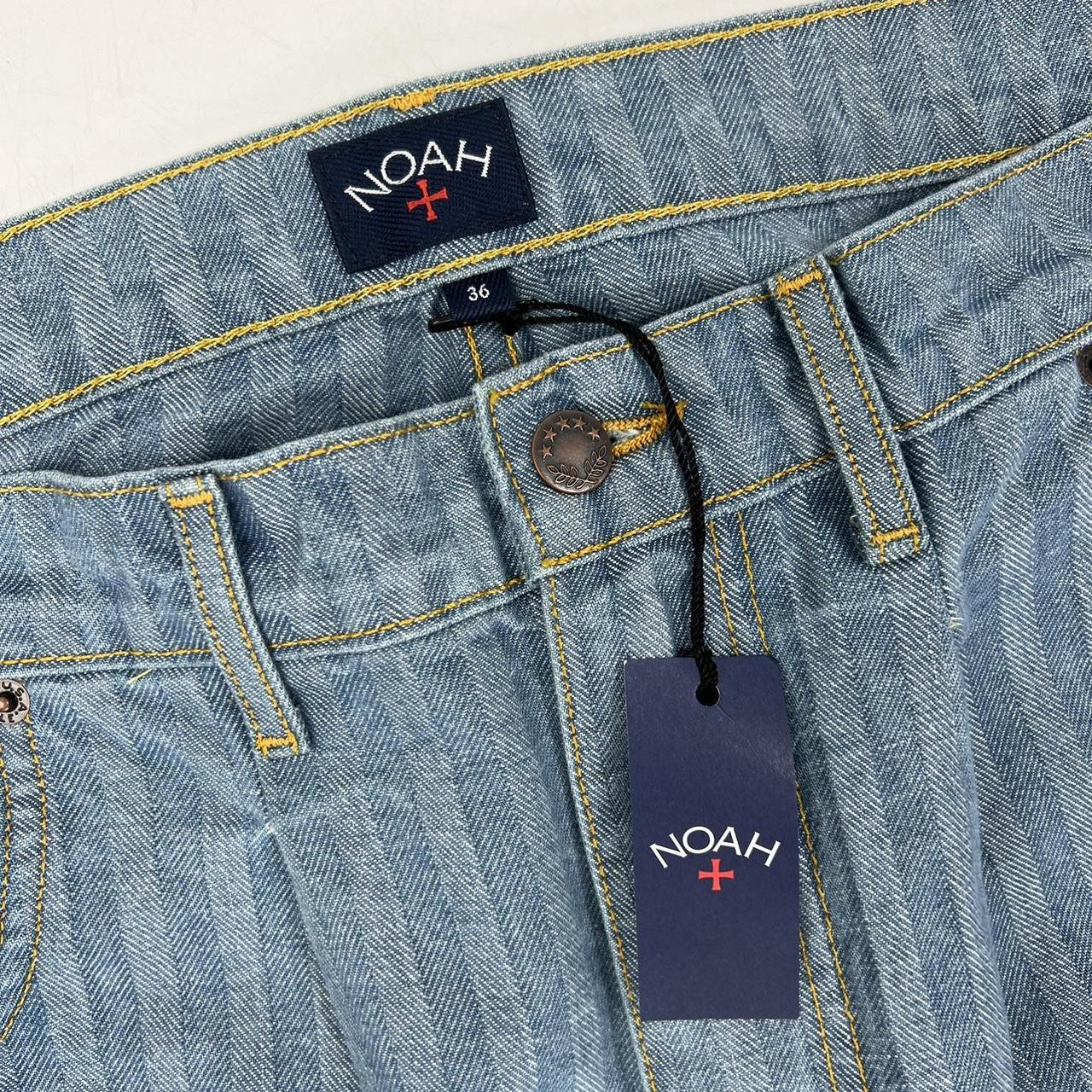Noah Pleated Striped Jeans In Two Tone Stone Wash Blue